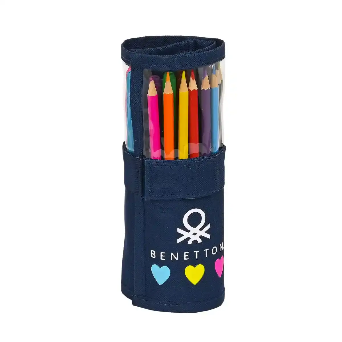 Mallette Scolaire avec Accessoires Benetton Love Bleu Marine (27 Pièces) (7 x 20 x 7 cm). SUPERDISCOUNT FRANCE