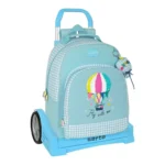 Sac à dos scolaire à roulettes BlackFit8 Fly With Me Blanc Bleu ciel (32 x 42 x 15 cm). SUPERDISCOUNT FRANCE