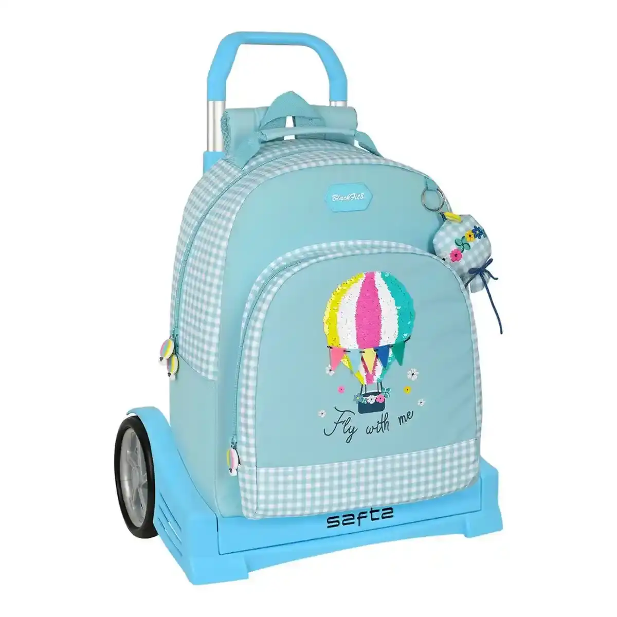 Sac à dos scolaire à roulettes BlackFit8 Fly With Me Blanc Bleu ciel (32 x 42 x 15 cm). SUPERDISCOUNT FRANCE