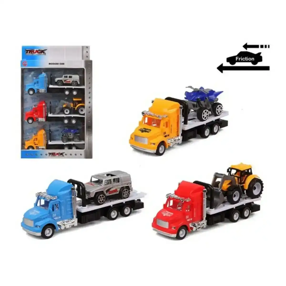 Porte-camion et voitures à friction 119299 (6 uds). SUPERDISCOUNT FRANCE