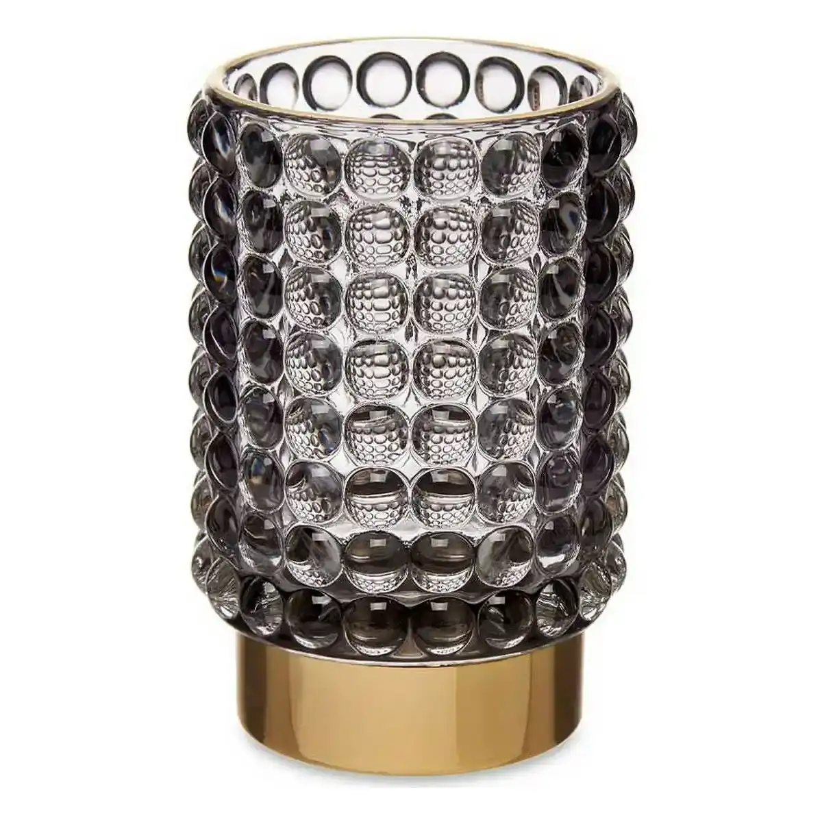 Bougeoir points gris dore verre 8 5 x 12 5 x 8 5 cm _4380. DIAYTAR COTE D'IVOIRE - Où Chaque Détail Compte. Parcourez nos produits soigneusement sélectionnés et choisissez des articles qui correspondent à votre style et à vos valeurs.