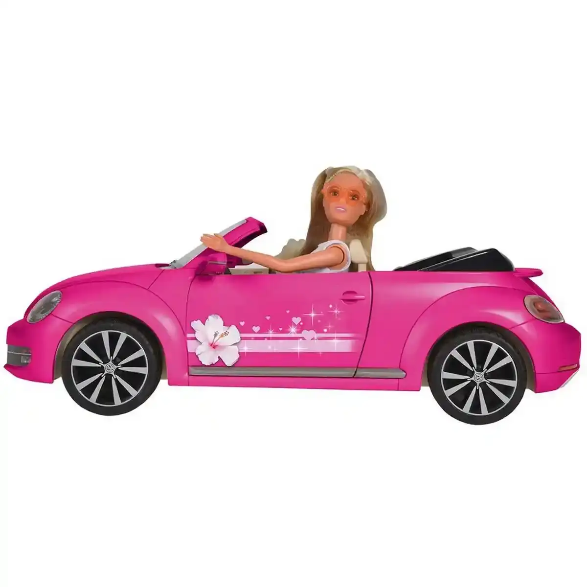 Poupée Steffi Love Cabriolet New Beetle 45 cm Voiture Rose. SUPERDISCOUNT FRANCE