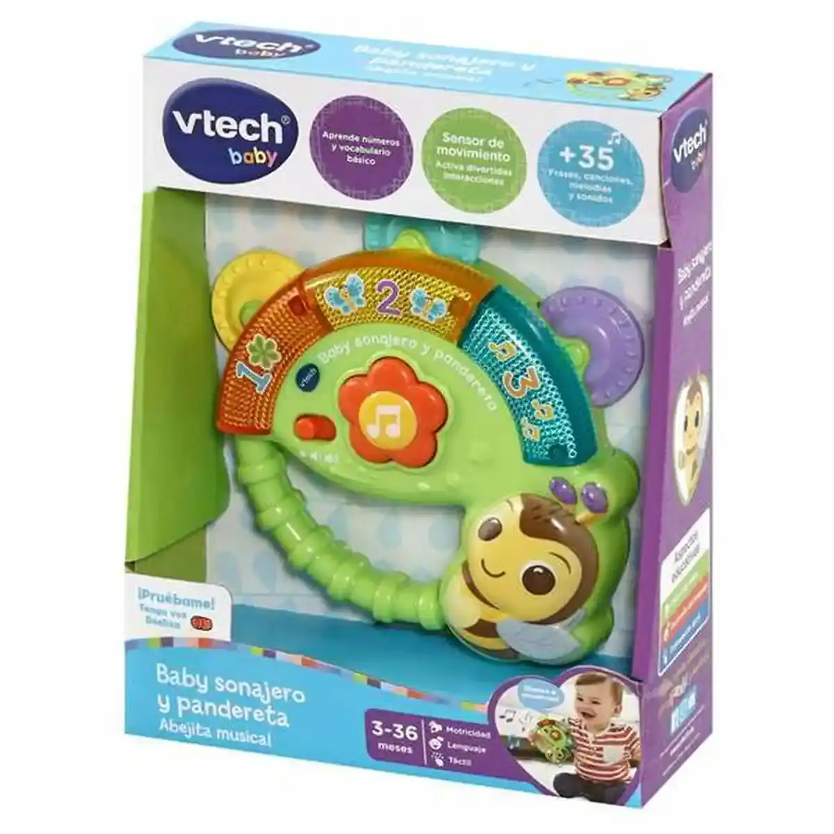 Hochet Musical Vtech Baby Music Bee Lights Tambourin Interactif 12 x 14 x 3 cm. SUPERDISCOUNT FRANCE