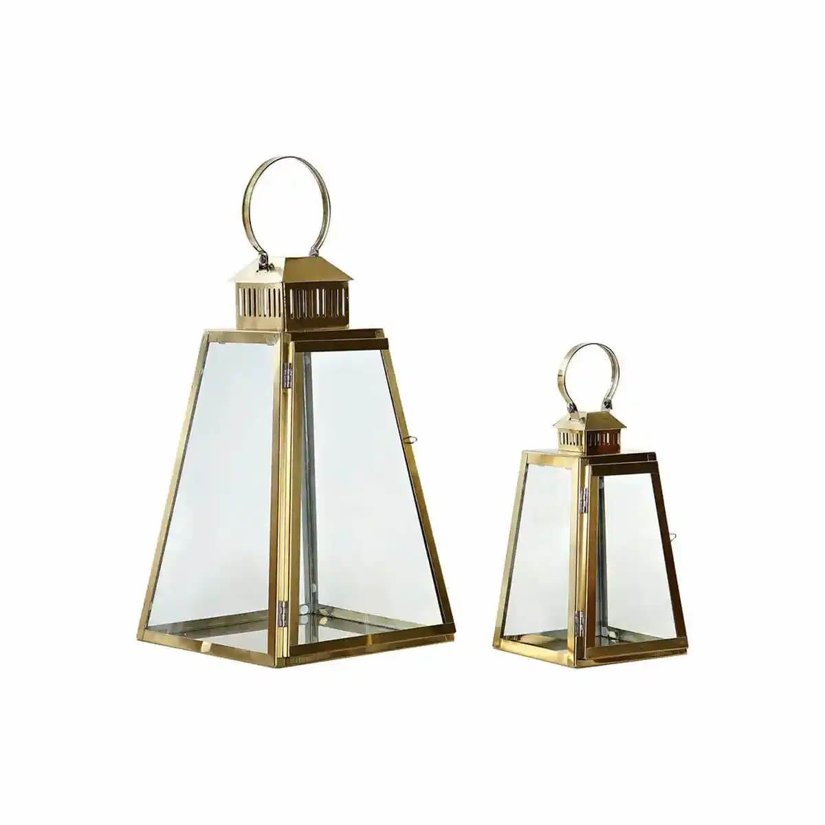 Lanterne dkd home decor 23 x 23 x 39 cm cristal metal dore_2458. DIAYTAR COTE D'IVOIRE - Où Choisir est un Voyage Cultuel. Explorez notre boutique en ligne et découvrez des produits qui célèbrent la richesse et la diversité culturelle du Côte d'Ivoire.