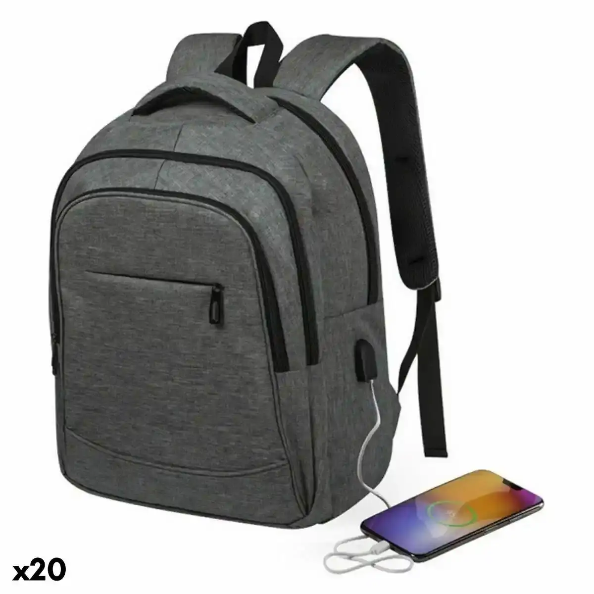 Sac a dos pour ordinateur portable et tablette avec sortie usb 146455 gris 20 unites _2064. Bienvenue chez DIAYTAR COTE D'IVOIRE - Où le Shopping Devient un Voyage. Explorez notre plateforme pour dénicher des produits uniques, racontant l'histoire et l'âme du Côte d'Ivoire.