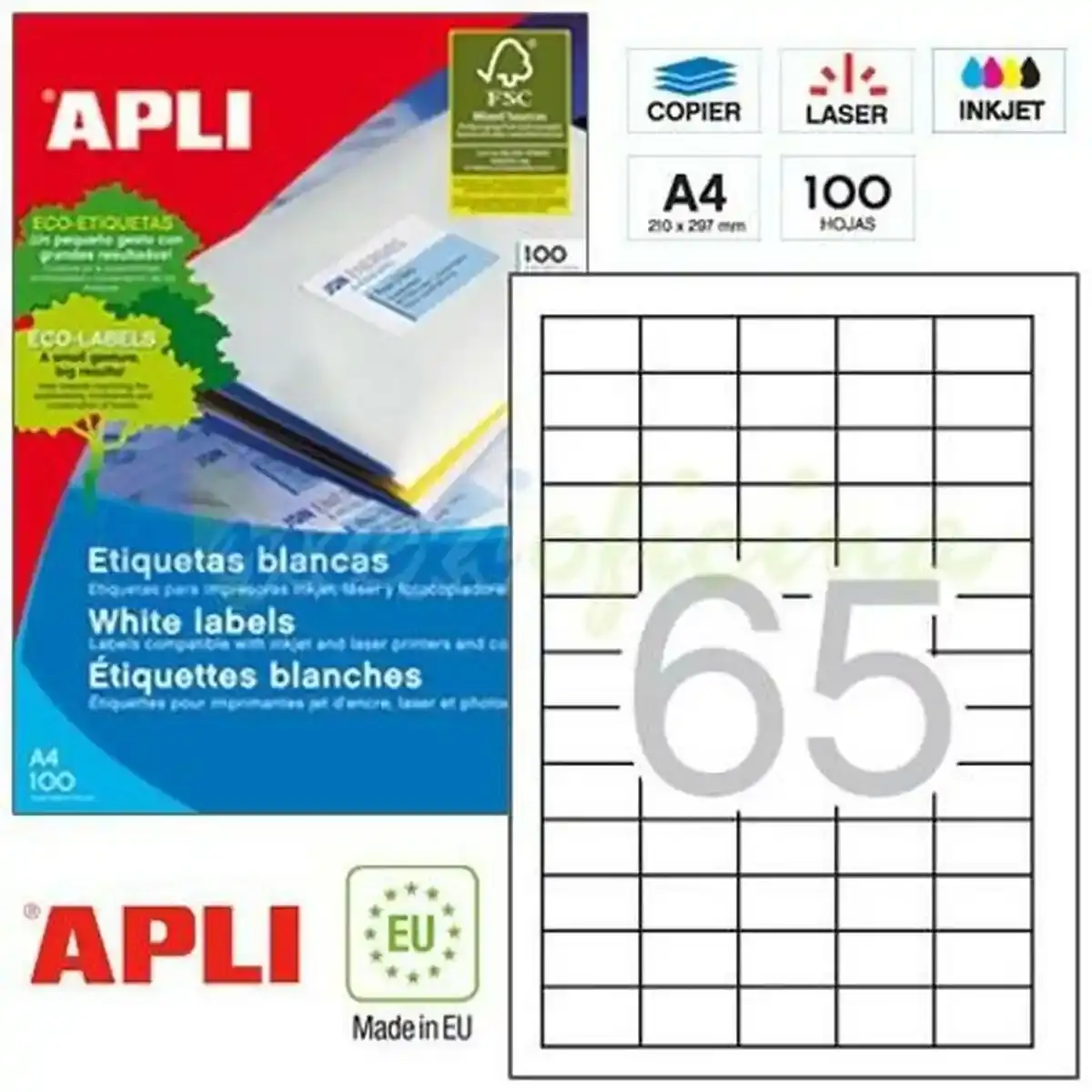 Adhésifs/Étiquettes Apli 1283 38 x 21,2 mm 100 Feuilles. SUPERDISCOUNT FRANCE