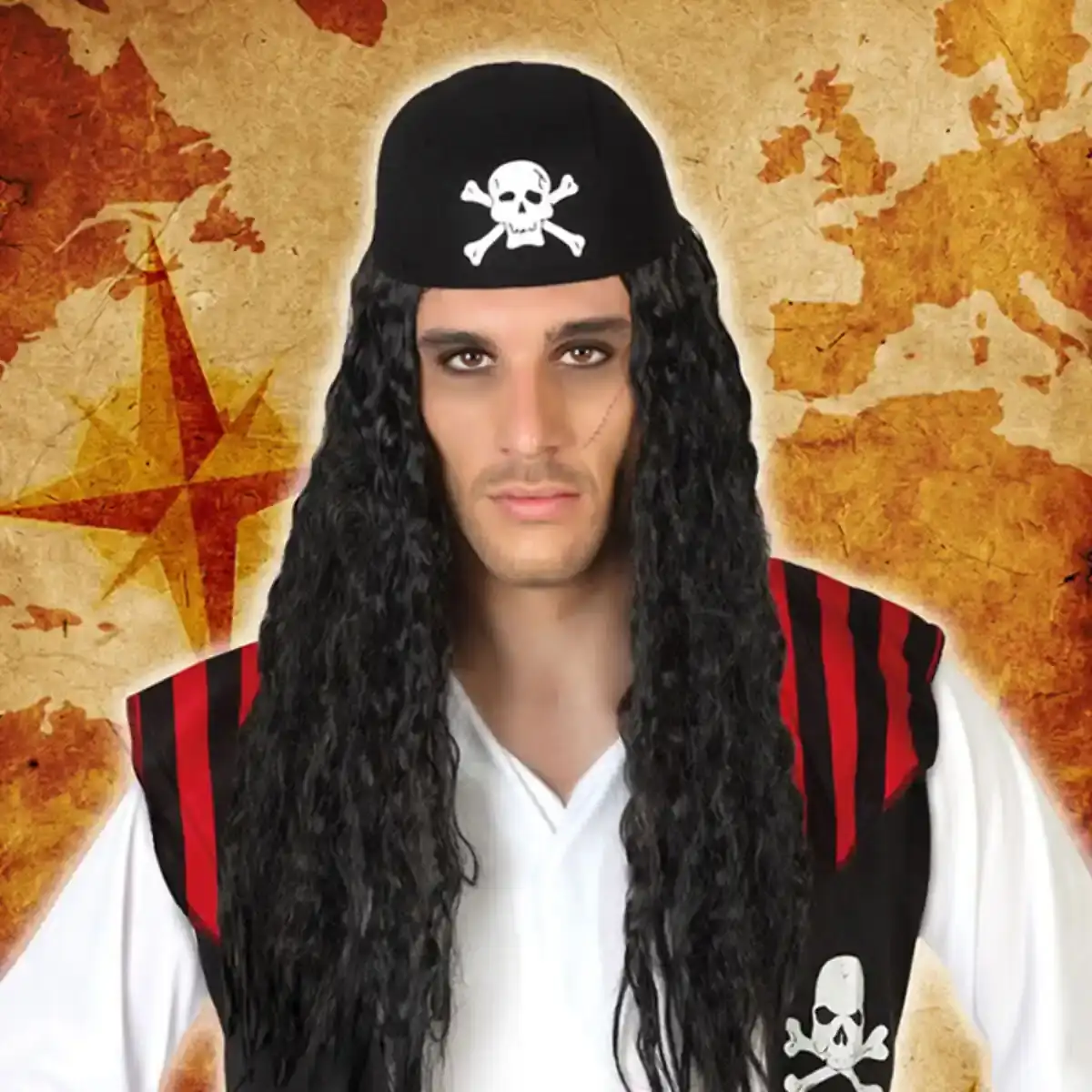 Perruques pirate cheveux ondules brune 113538_5661. DIAYTAR COTE D'IVOIRE - Votre Destination pour un Shopping Réfléchi. Découvrez notre gamme variée et choisissez des produits qui correspondent à vos valeurs et à votre style de vie.