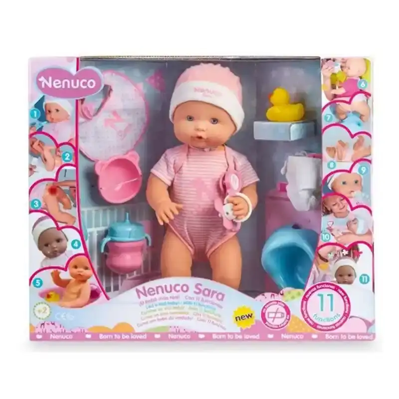 Poupée bébé avec accessoires Nenuco Sara Famosa (42 cm) Rose. SUPERDISCOUNT FRANCE