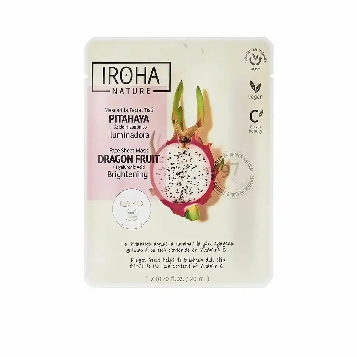 Masque illuminateur iroha nature acide hyaluronique fruit du dragon 20 ml _2445. DIAYTAR COTE D'IVOIRE - L'Art de Vivre le Shopping en Ligne. Découvrez notre plateforme intuitive et trouvez des produits qui vous inspirent et vous enchantent, à chaque clic.