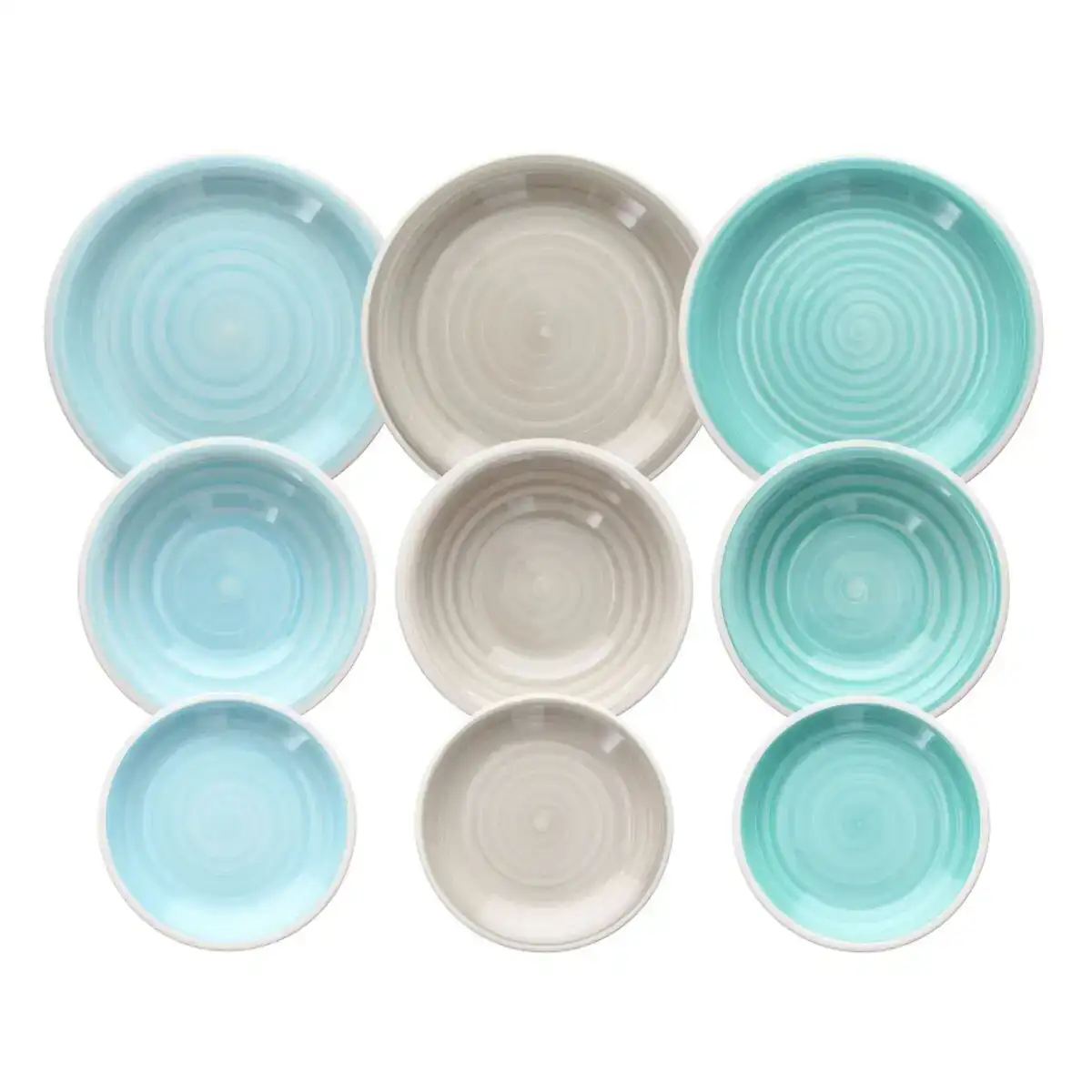 Assietes 18 pieces bleu vert 1 cm gres_9622. DIAYTAR COTE D'IVOIRE - Où Choisir est un Plaisir. Explorez notre boutique en ligne et choisissez parmi des produits de qualité qui satisferont vos besoins et vos goûts.