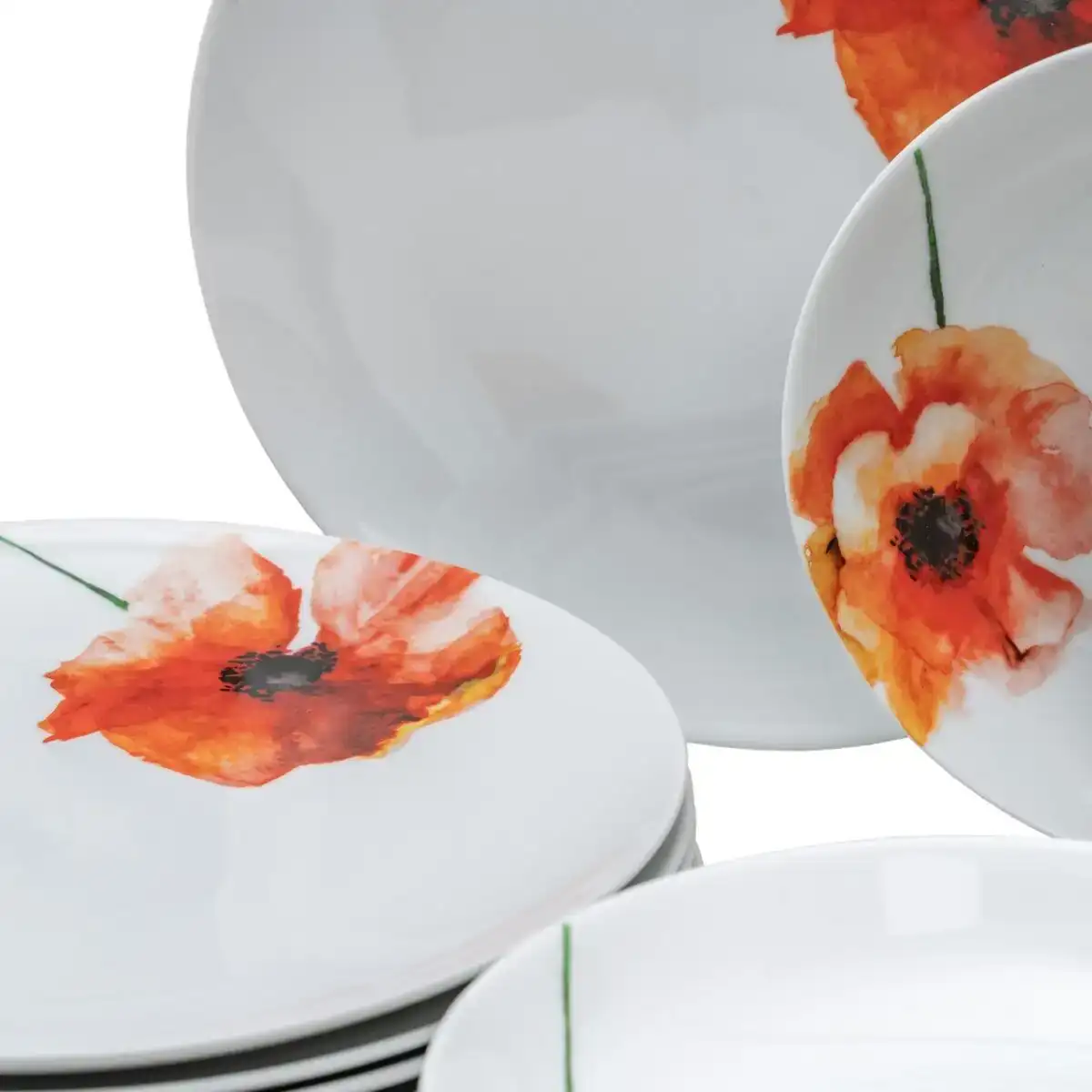 Assietes 18 pieces porcelaine 1 cm coquelicot_8847. DIAYTAR COTE D'IVOIRE - Là où Chaque Achat Contribue à un Rêve. Naviguez à travers notre boutique en ligne et soutenez des artisans talentueux tout en acquérant des trésors.