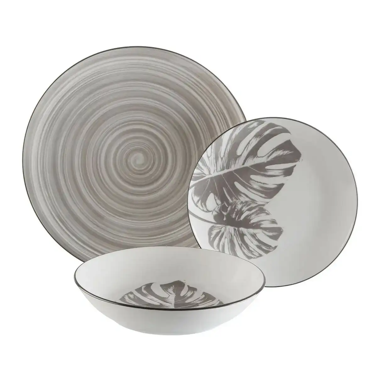 Assietes versa shelly gris porcelaine 12 pieces_9383. DIAYTAR COTE D'IVOIRE - Là où le Shopping devient une Fête des Sens. Plongez dans notre univers et choisissez des produits qui éveillent votre goût pour l'esthétique et l'authenticité.