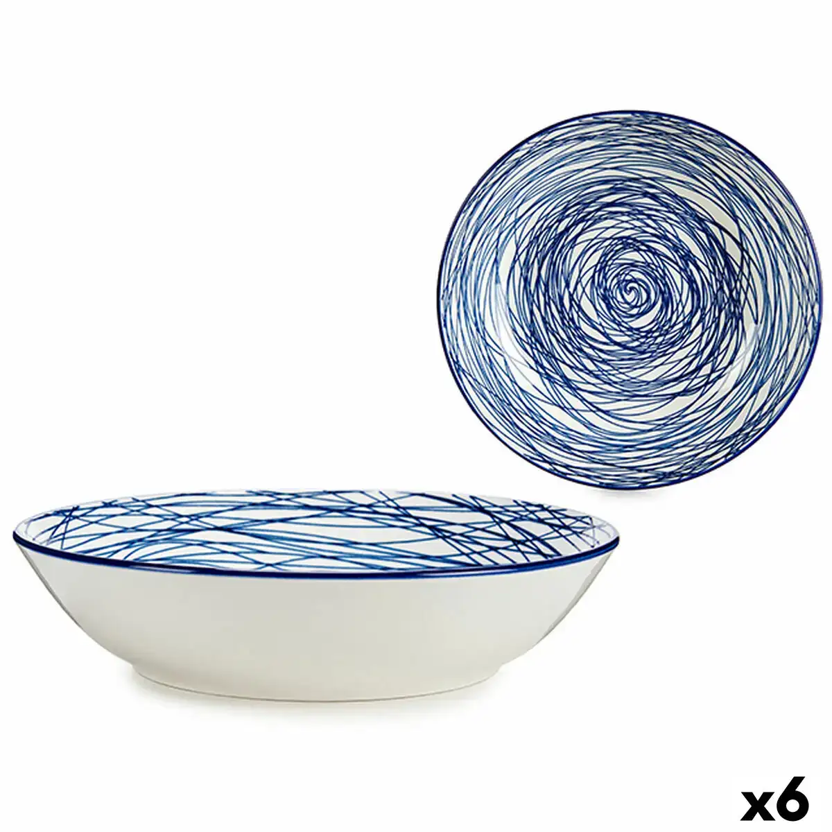 Assiette creuse rayures porcelaine bleu blanc 6 unites 20 x 4 7 x 20 cm _5304. DIAYTAR COTE D'IVOIRE - Où Choisir est une Célébration de l'Artisanat. Explorez notre boutique en ligne et choisissez des articles qui incarnent l'art et le savoir-faire du Côte d'Ivoire.
