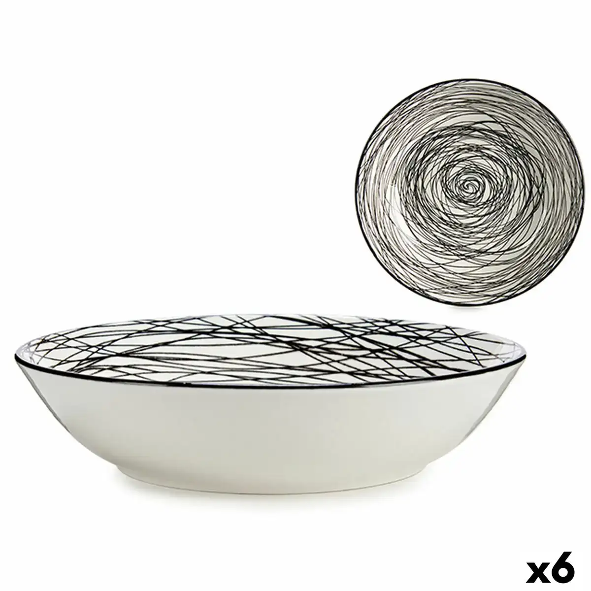 Assiette creuse rayures porcelaine noir blanc 6 unites 20 x 4 7 x 20 cm _9637. DIAYTAR COTE D'IVOIRE - Votre Portail Vers l'Exclusivité. Explorez notre boutique en ligne pour trouver des produits uniques et exclusifs, conçus pour les amateurs de qualité.