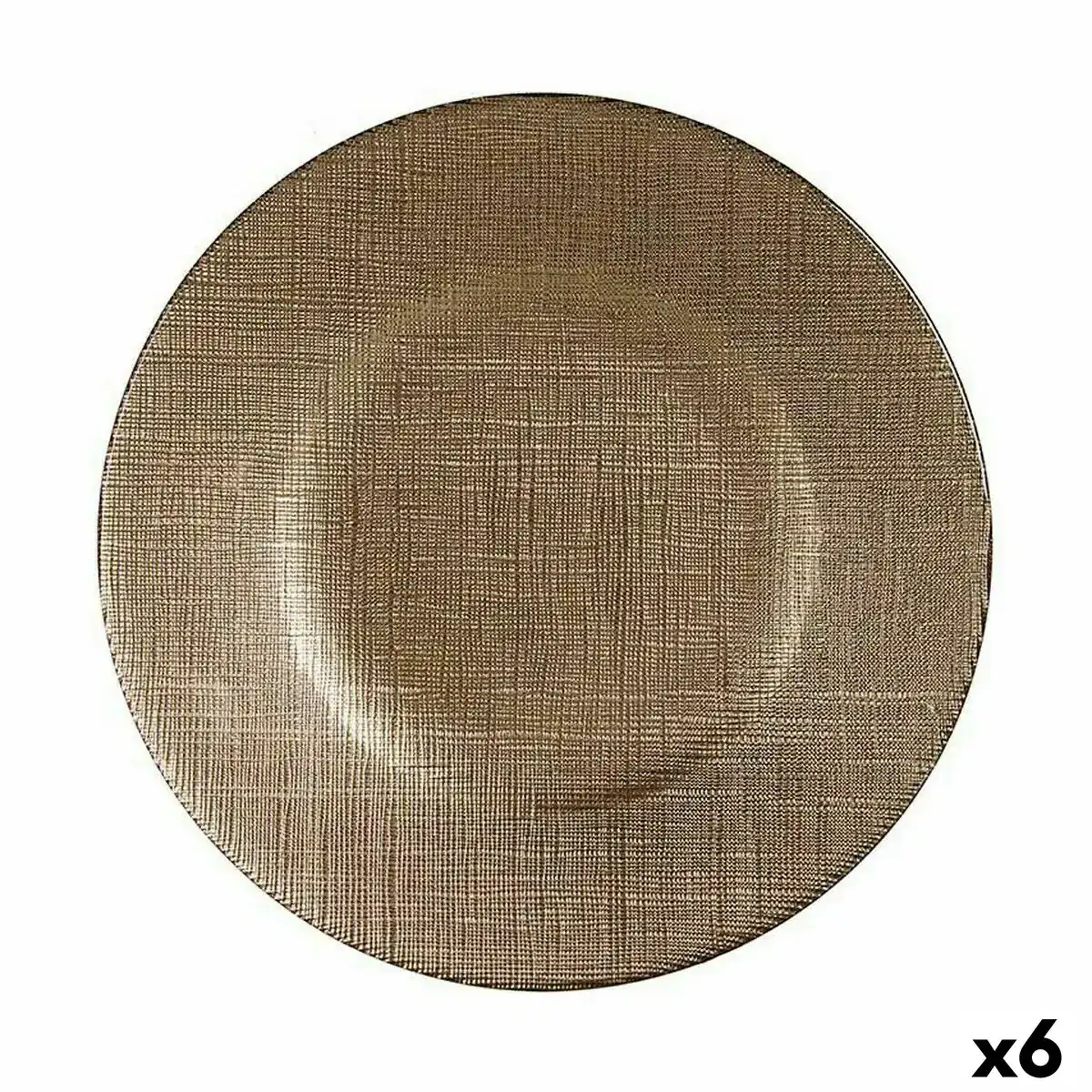 Assiette plate dore verre 6 unites 21 x 2 x 21 cm _3975. DIAYTAR COTE D'IVOIRE - Où Choisir est un Acte d'Amour pour le Côte d'Ivoire. Explorez notre boutique en ligne et choisissez des articles qui célèbrent la culture et l'artisanat du pays.