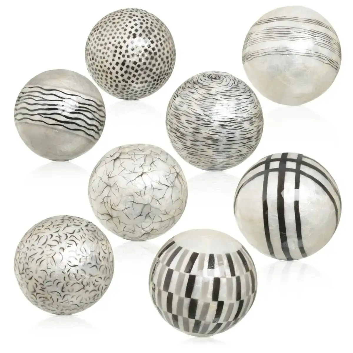 Balles capiz decoration noir blanc 10 x 10 x 10 cm 8 unites _3356. Bienvenue sur DIAYTAR COTE D'IVOIRE - Votre Destination Shopping à la Côte d'Ivoireaise. Explorez notre boutique en ligne et découvrez une gamme variée de produits qui capturent l'esprit du Côte d'Ivoire.