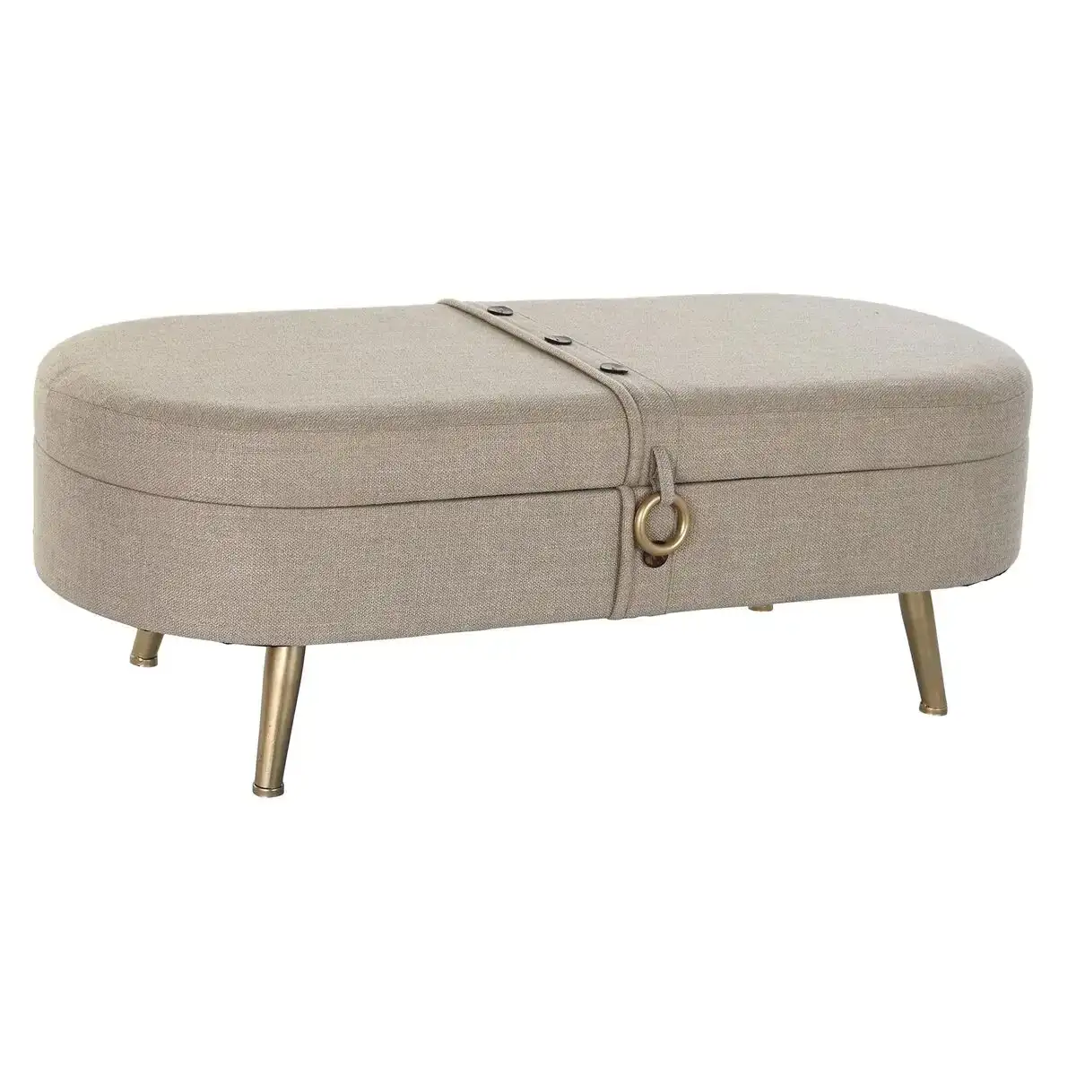 Banc de coffre dkd home decor 114 x 44 x 40 cm beige metal_7215. DIAYTAR COTE D'IVOIRE - Votre Passage vers l'Élégance Accessible. Parcourez notre boutique en ligne pour trouver des produits qui vous permettent d'allier style et économies.