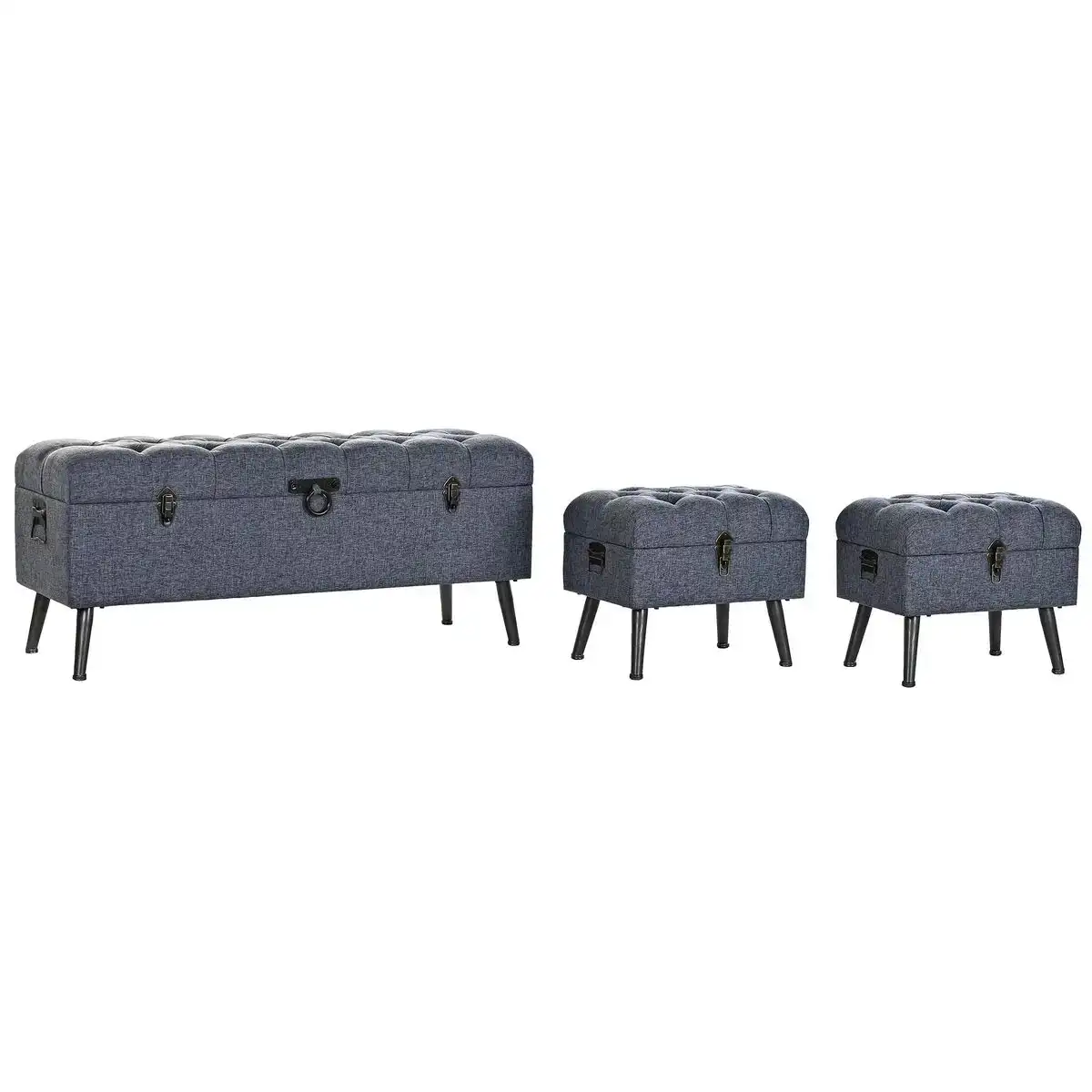 Banc de coffre dkd home decor bleu metal polyester mdf 121 x 42 x 53 cm _2895. DIAYTAR COTE D'IVOIRE - Là où Choisir est une Célébration de l'Artisanat. Explorez notre gamme variée et choisissez des produits qui incarnent la tradition et le talent des artisans du Côte d'Ivoire.