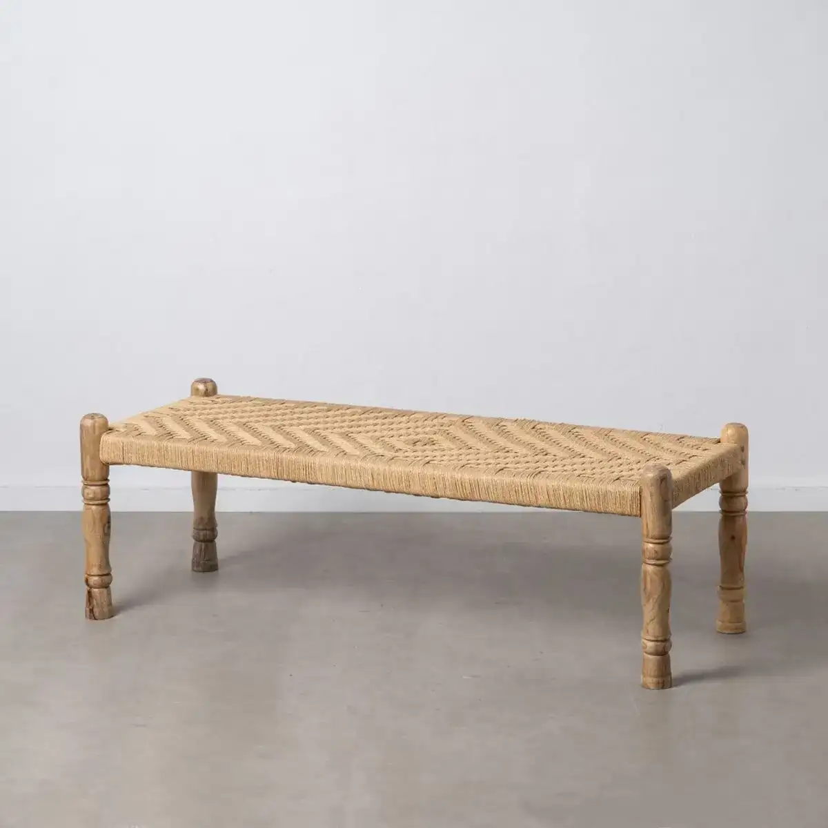 Banquette 150 x 57 x 51 cm bois fibre naturelle_1891. DIAYTAR COTE D'IVOIRE - L'Art de Choisir, l'Art de S'émerveiller. Explorez notre gamme de produits et laissez-vous émerveiller par des créations authentiques et des designs modernes.