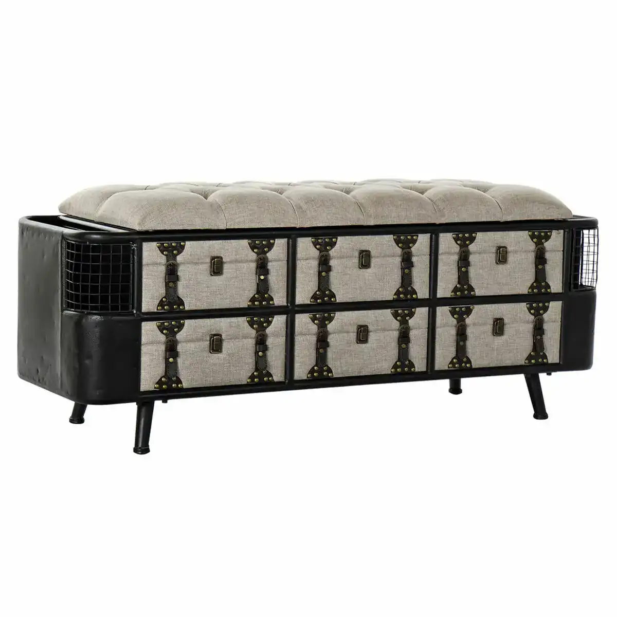Banquette dkd home decor 120 x 40 x 50 cm noir beige metal polyurethane_4055. Entrez dans l'Univers de DIAYTAR COTE D'IVOIRE - Où Chaque Produit a sa Place. Explorez nos rayons virtuels et choisissez des articles qui s'intègrent parfaitement à votre style de vie.
