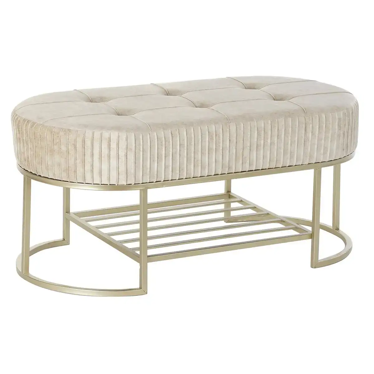 Banquette dkd home decor beige dore metal 100 x 48 x 47 cm_5595. DIAYTAR COTE D'IVOIRE - L'Art de Choisir, l'Art de Vivre. Parcourez notre boutique en ligne et choisissez parmi des produits de qualité qui ajoutent de l'élégance à votre quotidien.