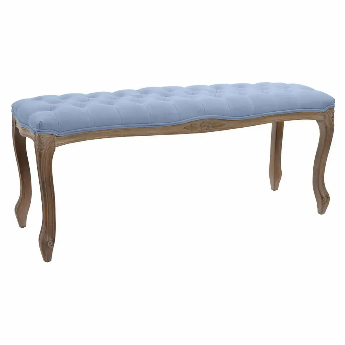 Banquette dkd home decor bleu polyester bois d hevea marron clair 110 x 37 x 48 cm _1491. DIAYTAR COTE D'IVOIRE - Votre Passage vers le Raffinement. Plongez dans notre univers de produits exquis et choisissez des articles qui ajoutent une touche de sophistication à votre vie.