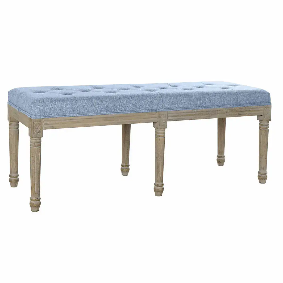 Banquette dkd home decor bleu polyester lin bois d hevea 122 x 41 x 48 cm _3552. DIAYTAR COTE D'IVOIRE - Où Choisir est un Plaisir. Explorez notre boutique en ligne et choisissez parmi des produits de qualité qui satisferont vos besoins et vos goûts.