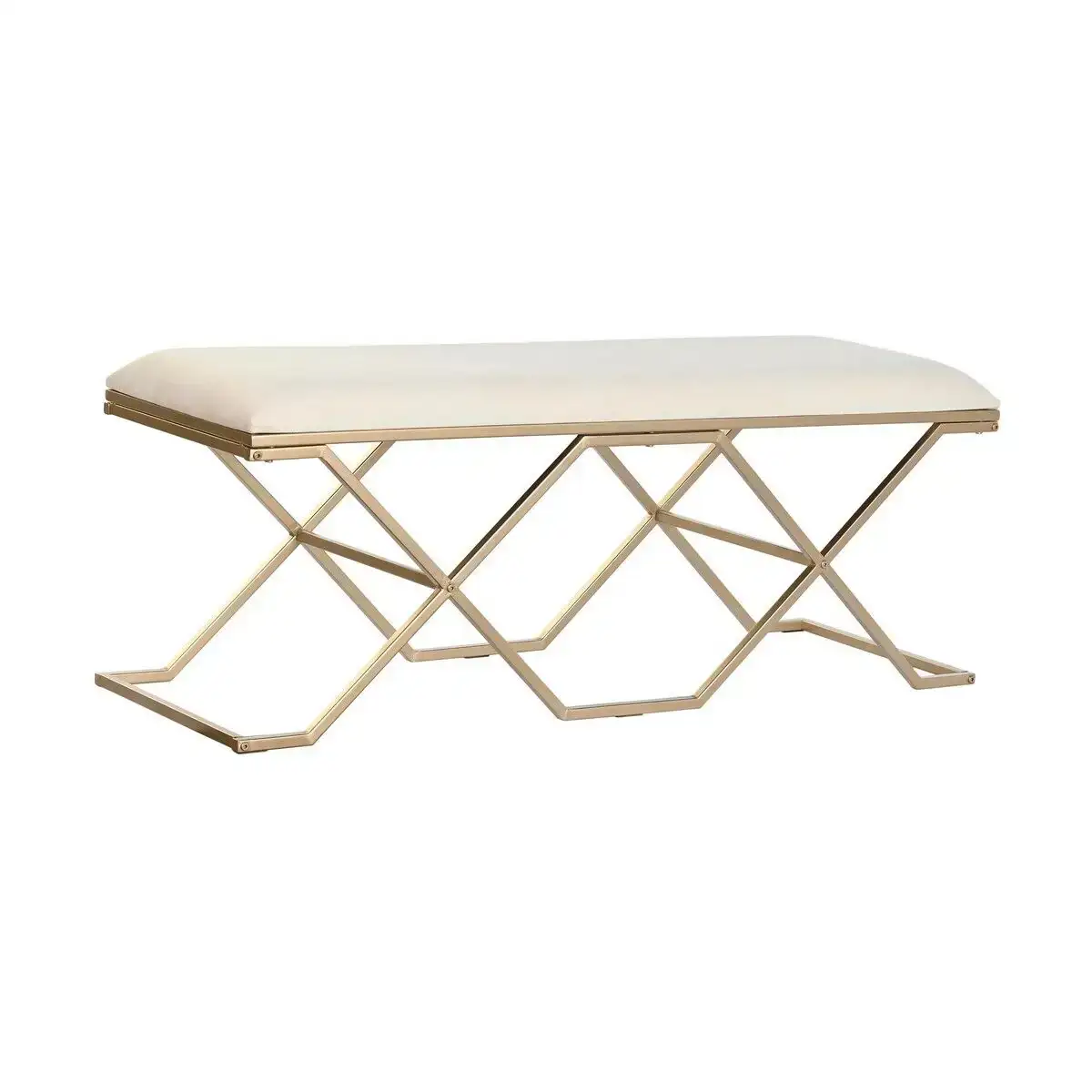 Banquette dkd home decor dore metal pu 120 x 40 x 46 cm _4614. DIAYTAR COTE D'IVOIRE - Où le Shopping Devient une Aventure Culturelle. Plongez dans notre univers de produits qui célèbrent l'héritage et l'artisanat du Côte d'Ivoire.