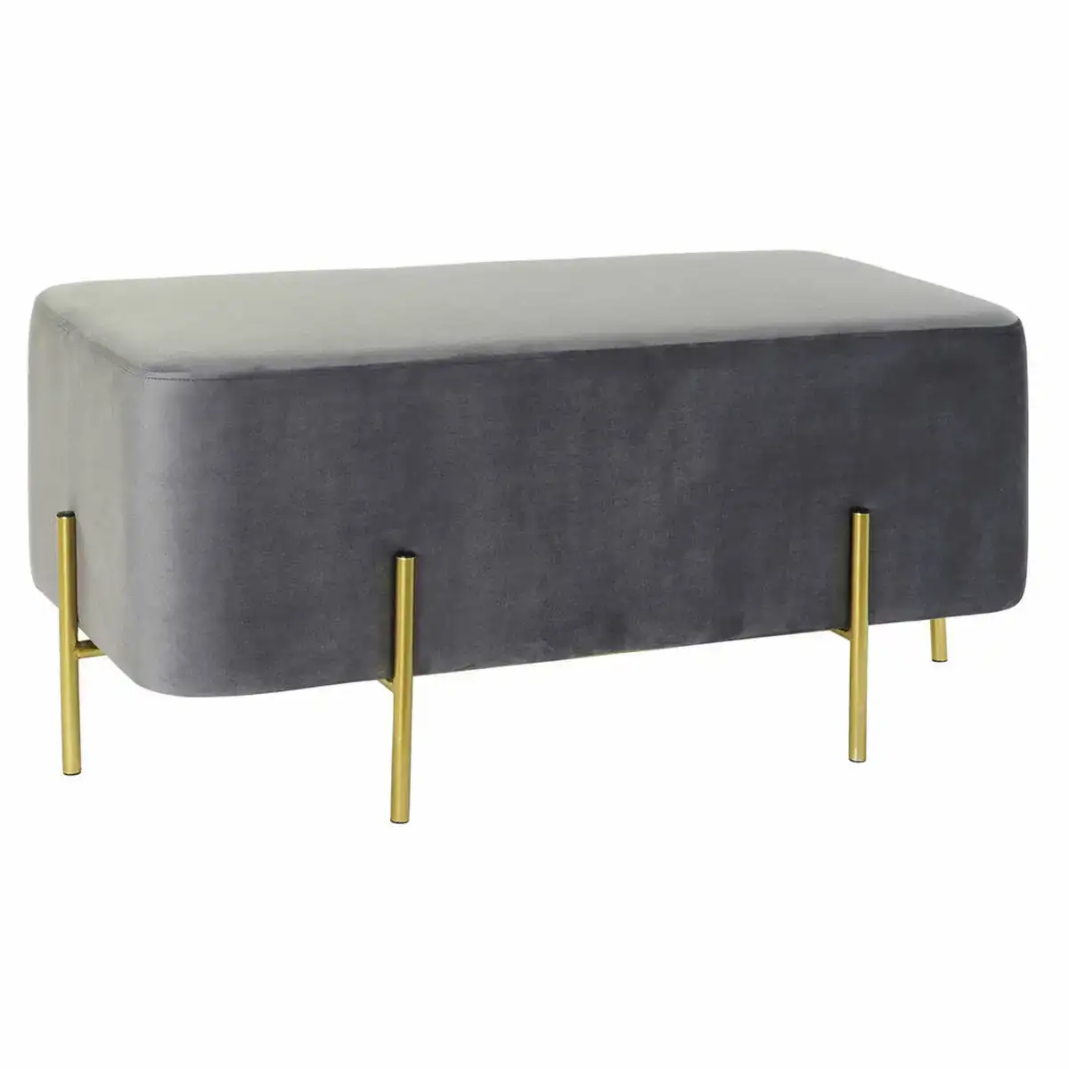 Banquette dkd home decor gris dore metal polyester velours 91 x 46 5 x 42 cm _3802. DIAYTAR COTE D'IVOIRE - L'Art de Vivre le Shopping Inspiré. Parcourez notre catalogue et choisissez des produits qui reflètent votre passion pour la beauté et l'authenticité.