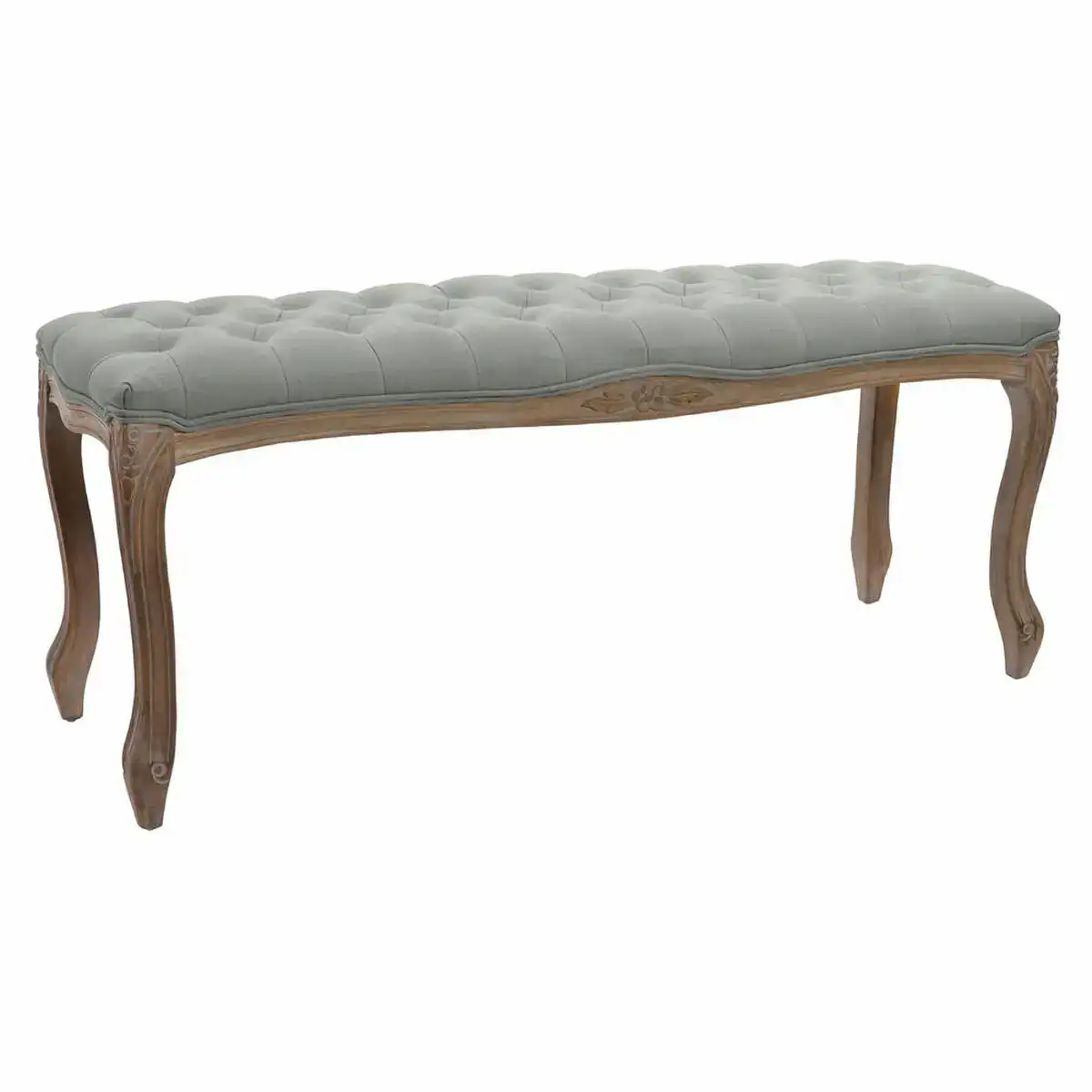 Banquette dkd home decor gris polyester velours bois d hevea 112 x 37 x 48 cm _2939. DIAYTAR COTE D'IVOIRE - Votre Portail Vers l'Exclusivité. Explorez notre boutique en ligne pour découvrir des produits uniques et raffinés, conçus pour ceux qui recherchent l'excellence.