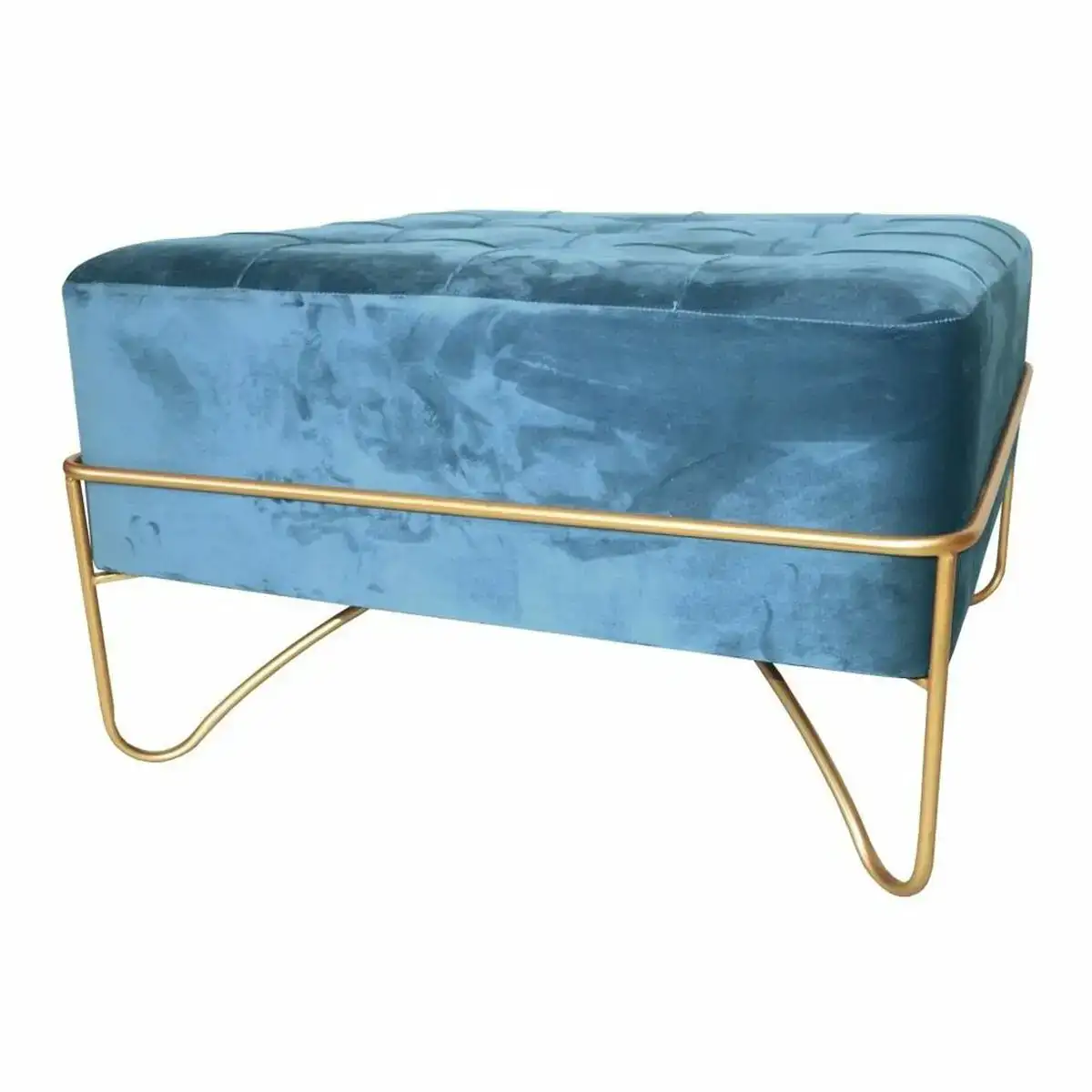 Banquette dkd home decor mousse bleu dore metal polyester velours bois mdf 80 x 80 x 42 cm _5177. Bienvenue sur DIAYTAR COTE D'IVOIRE - Où Chaque Article a son Histoire. Découvrez notre sélection méticuleuse de produits qui racontent l'authenticité et la beauté du Côte d'Ivoire.