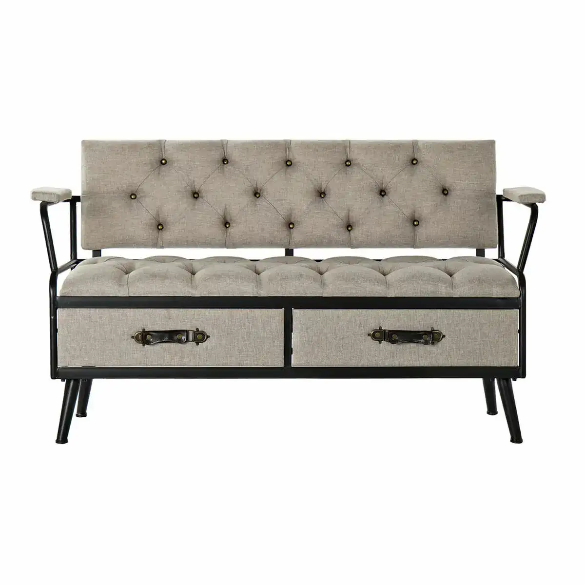 Banquette dkd home decor noir gris metal bois polyester 136 x 44 x 76 cm _4610. Entrez dans l'Univers de DIAYTAR COTE D'IVOIRE - Où Chaque Produit a une Signification. Explorez notre gamme diversifiée et découvrez des articles qui résonnent avec votre vie.