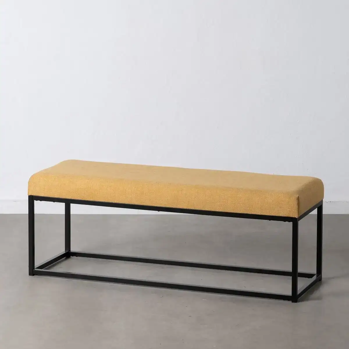 Banquette tissu synthetique metal moutarde 120 x 40 x 45 cm_1035. Entrez dans le Monde Éclectique de DIAYTAR COTE D'IVOIRE. Explorez nos catégories et dénichez des trésors qui reflètent la richesse et l'authenticité du Côte d'Ivoire.