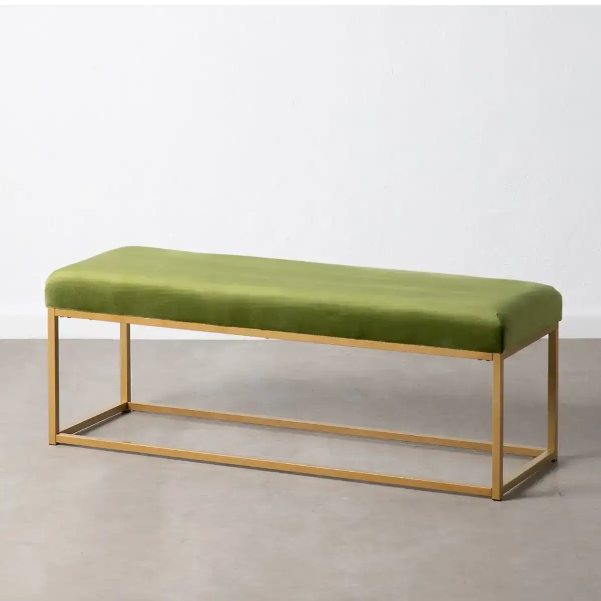 Banquette tissu synthetique metal vert 120 x 40 x 45 cm_2538. DIAYTAR COTE D'IVOIRE - Où Choisir est un Voyage Cultuel. Explorez notre boutique en ligne et découvrez des produits qui célèbrent la richesse et la diversité culturelle du Côte d'Ivoire.