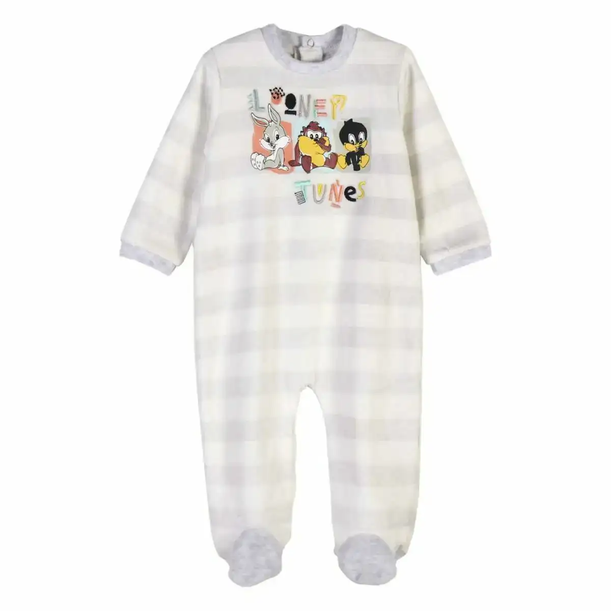 Barboteuse a manches longues pour bebe looney tunes blanc gris_4777. DIAYTAR COTE D'IVOIRE - Où Choisir est un Acte d'Amour pour le Côte d'Ivoire. Explorez notre boutique en ligne et choisissez des articles qui célèbrent la culture et l'artisanat du pays.