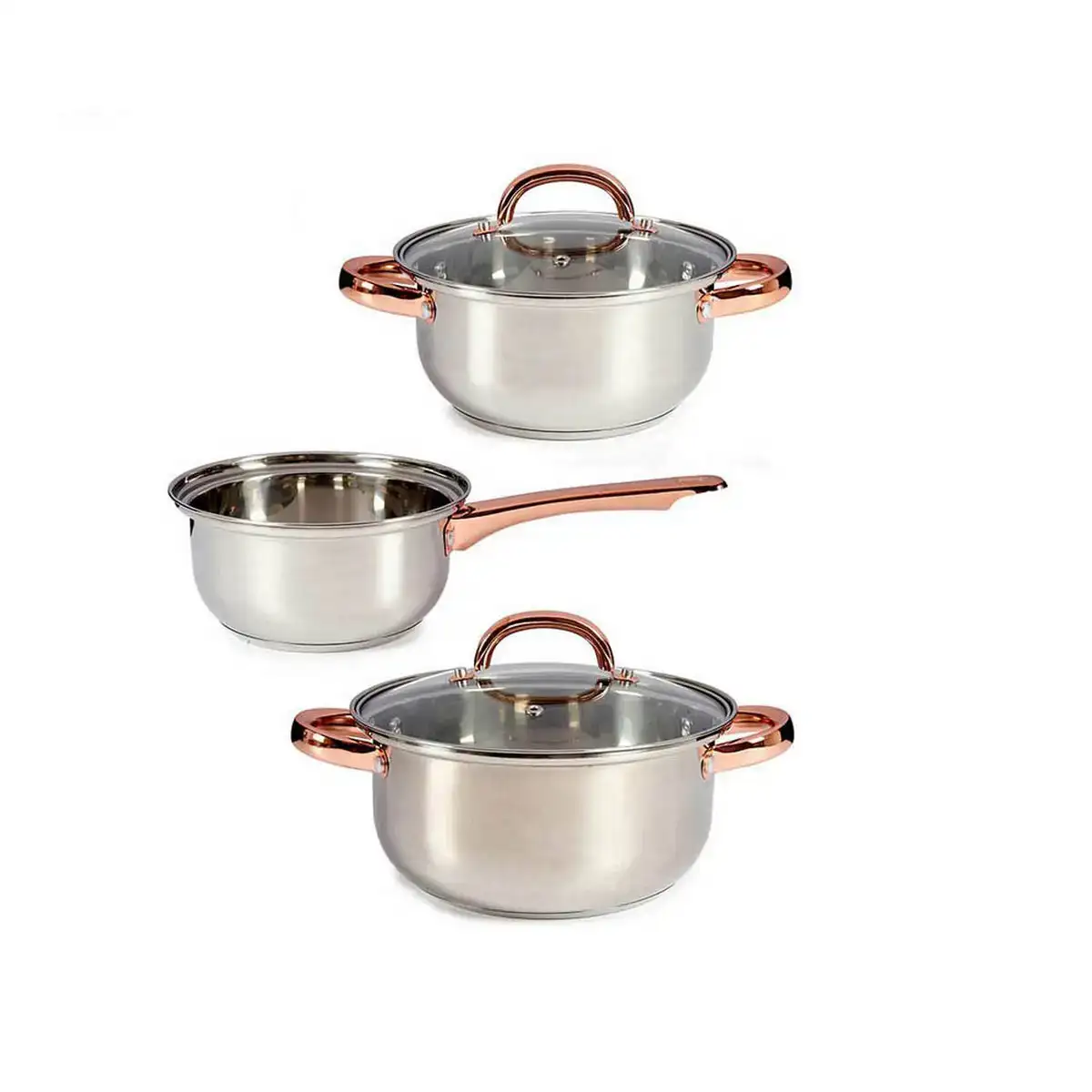 Batterie de cuisine argente 5 pieces cuivre acier inoxydable_8506. DIAYTAR COTE D'IVOIRE - Votre Portail Vers l'Exclusivité. Explorez notre boutique en ligne pour trouver des produits uniques et exclusifs, conçus pour les amateurs de qualité.