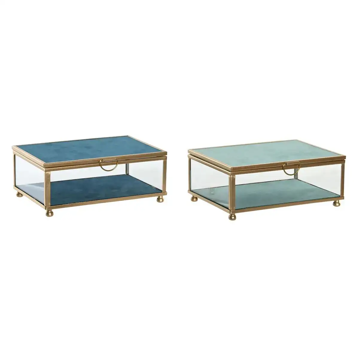 Boite a bijoux dkd home decor 15 x 10 x 6 cm verre turquoise bleu ciel fer 2 unites _7309. DIAYTAR COTE D'IVOIRE - L'Essence de la Tradition et de la Modernité réunies. Explorez notre plateforme en ligne pour trouver des produits authentiques du Côte d'Ivoire, tout en découvrant les dernières tendances du monde moderne.