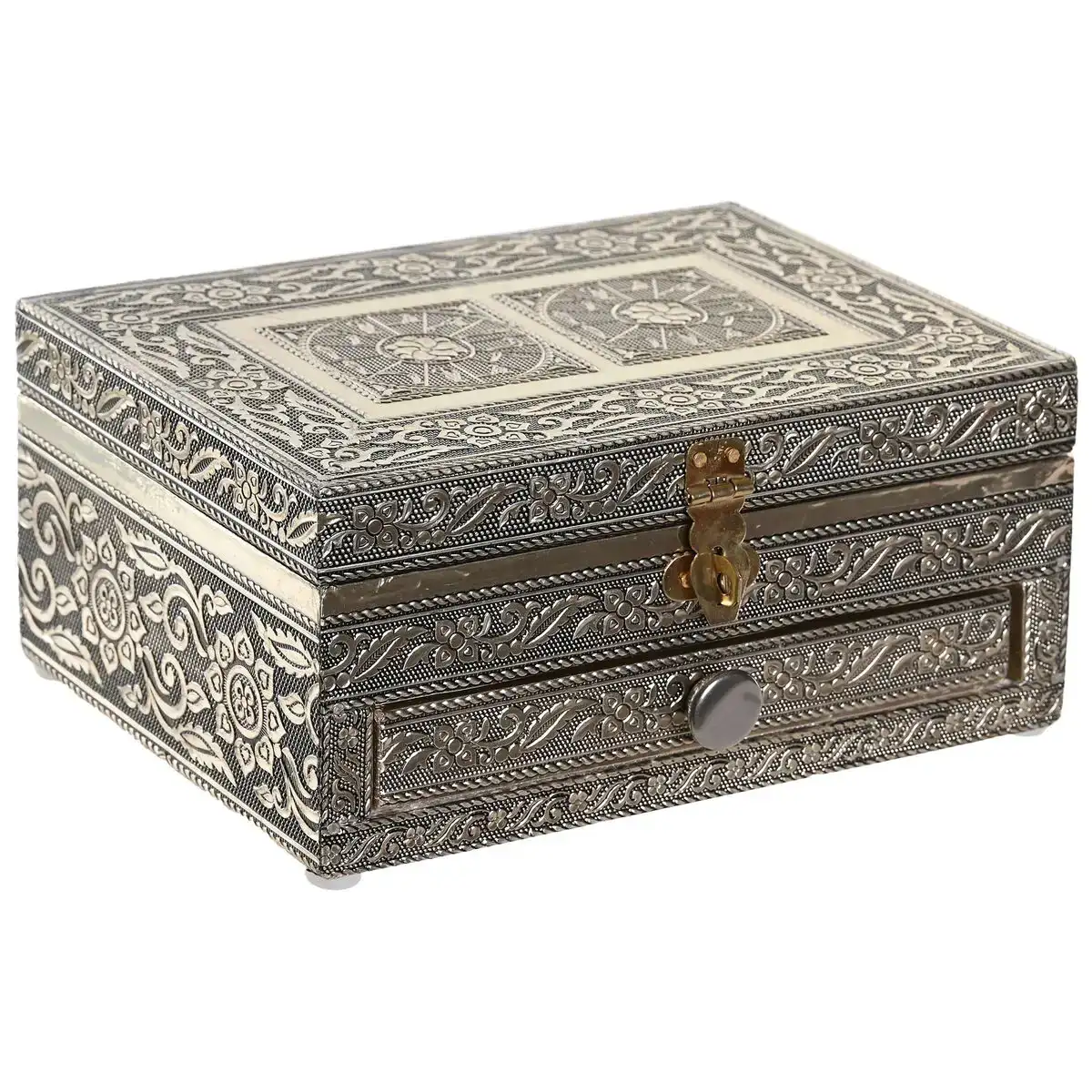 Boite a bijoux dkd home decor 17 5 x 12 5 x 8 5 cm champagne naturel aluminium_4928. DIAYTAR COTE D'IVOIRE - L'Art de Choisir, l'Art de Vivre. Parcourez notre boutique en ligne et découvrez des produits qui transforment chaque choix en une expérience enrichissante.