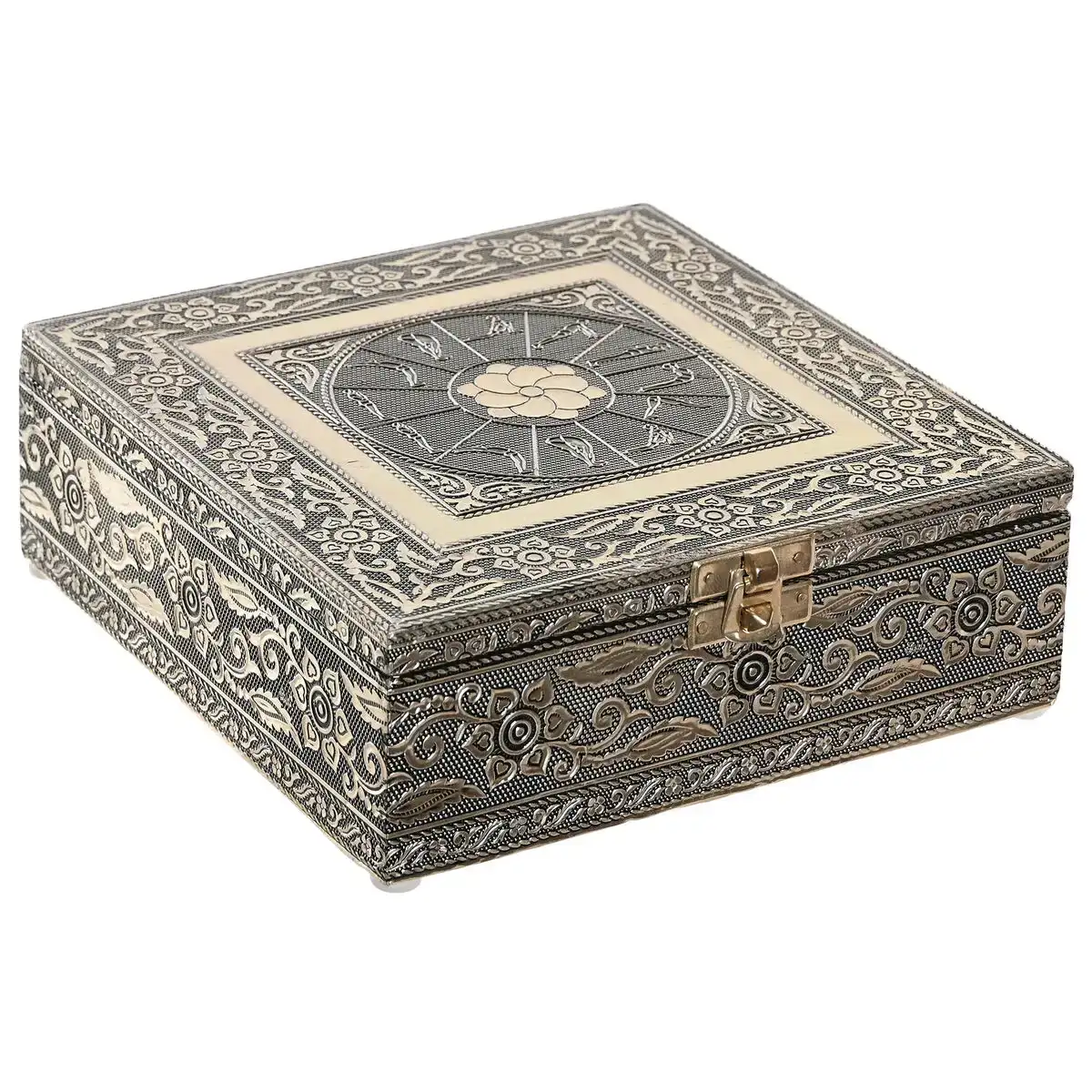 Boite a bijoux dkd home decor 17 5 x 17 5 x 6 3 cm champagne naturel aluminium_7823. DIAYTAR COTE D'IVOIRE - Où Choisir est un Plaisir Responsable. Parcourez notre catalogue et choisissez des produits qui incarnent notre engagement envers des pratiques durables et éthiques.