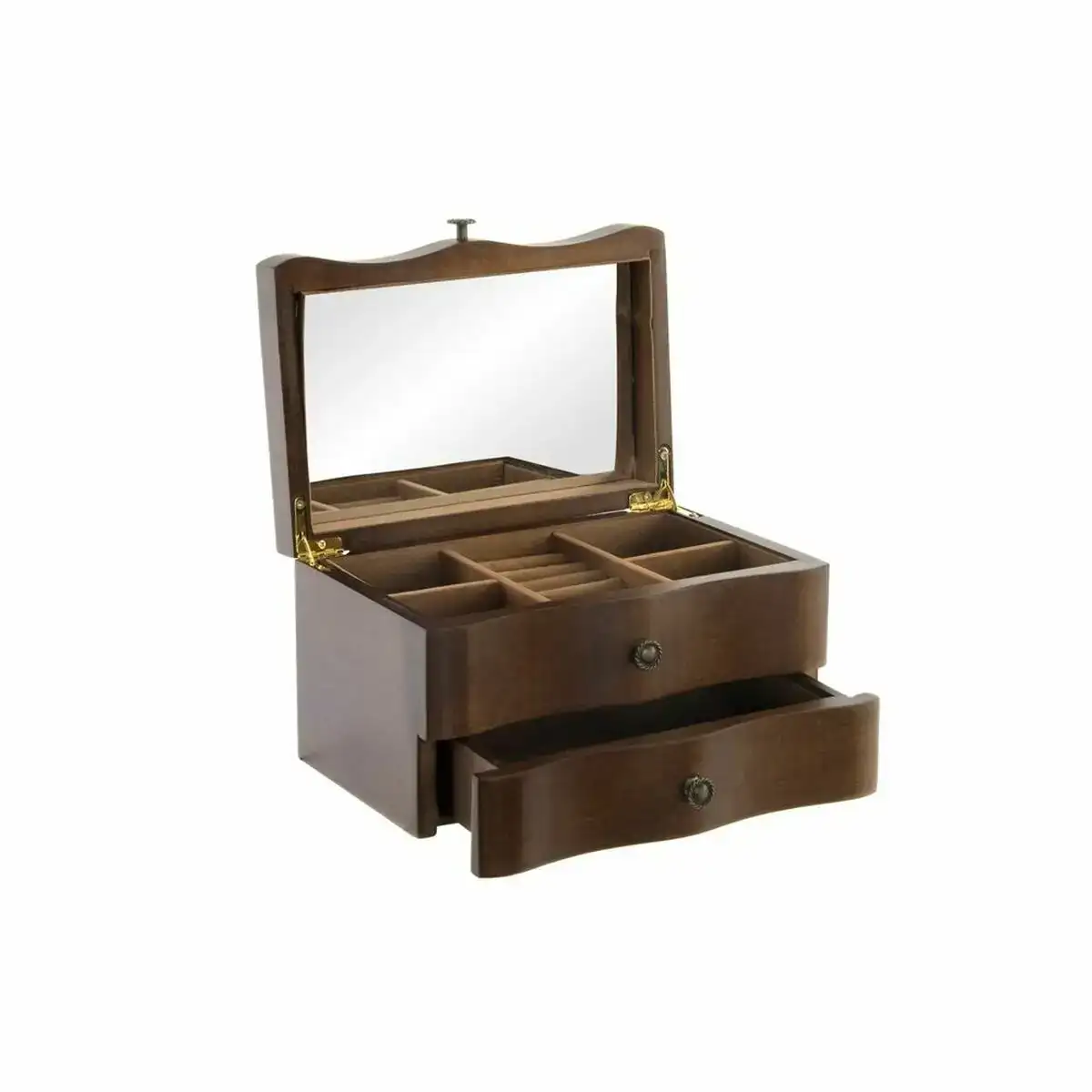 Boite a bijoux dkd home decor 20 x 13 x 12 cm marron bois mdf_6603. DIAYTAR COTE D'IVOIRE - Où Choisir est un Plaisir Responsable. Explorez notre boutique en ligne et adoptez des produits qui reflètent notre engagement envers la durabilité.