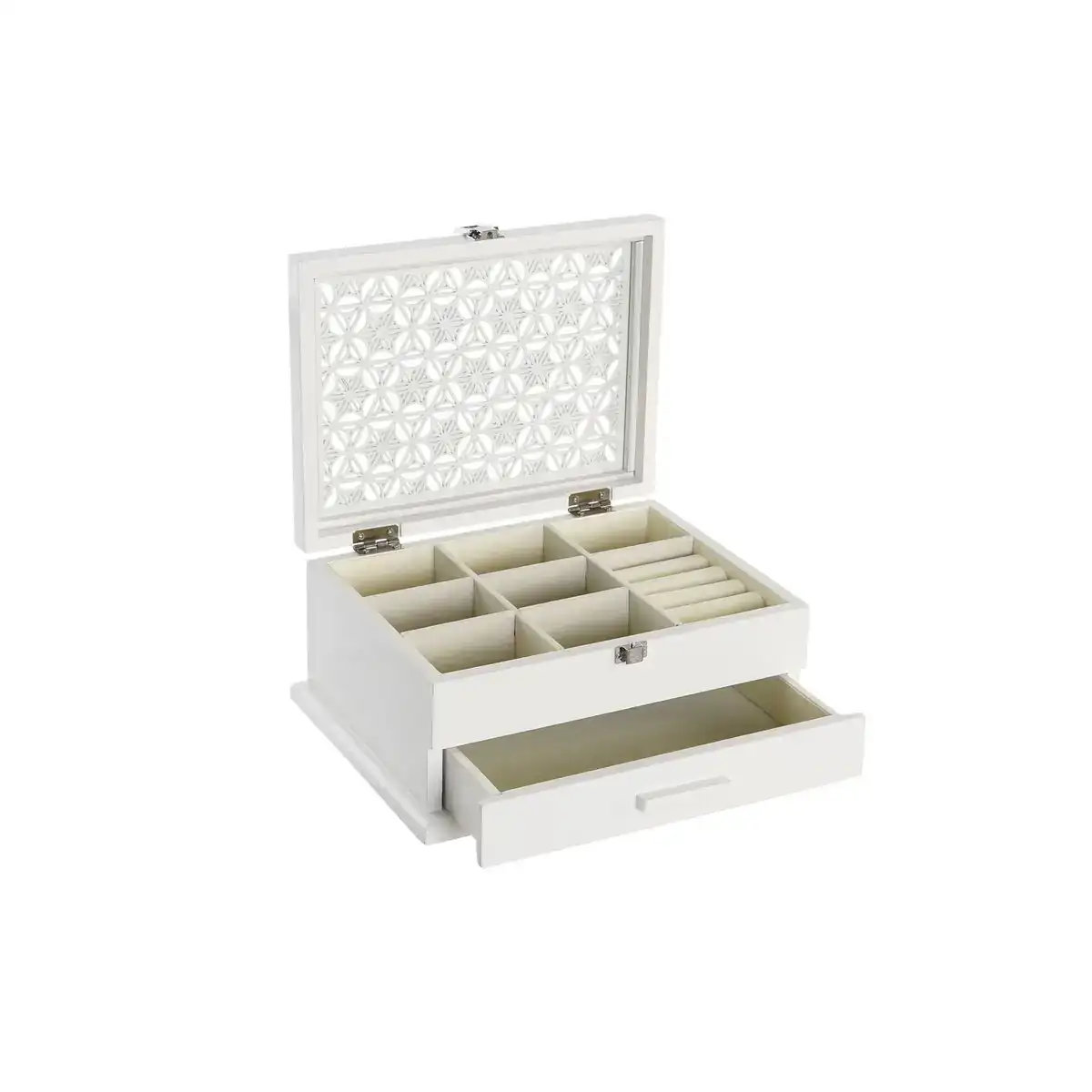 Boite a bijoux dkd home decor 25 5 x 19 5 x 11 cm verre blanc ivoire bois mdf_7971. DIAYTAR COTE D'IVOIRE - Votre Passage Vers l'Excellence Shopping. Découvrez un catalogue en ligne qui offre une expérience d'achat exceptionnelle, avec des produits soigneusement sélectionnés pour satisfaire tous les goûts.