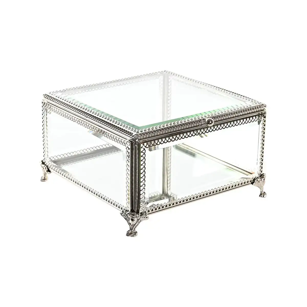 Boite a bijoux dkd home decor verre metal 16 x 16 x 10 cm argente transparent_4946. Bienvenue chez DIAYTAR COTE D'IVOIRE - Où Chaque Achat Fait une Différence. Découvrez notre gamme de produits qui reflètent l'engagement envers la qualité et le respect de l'environnement.