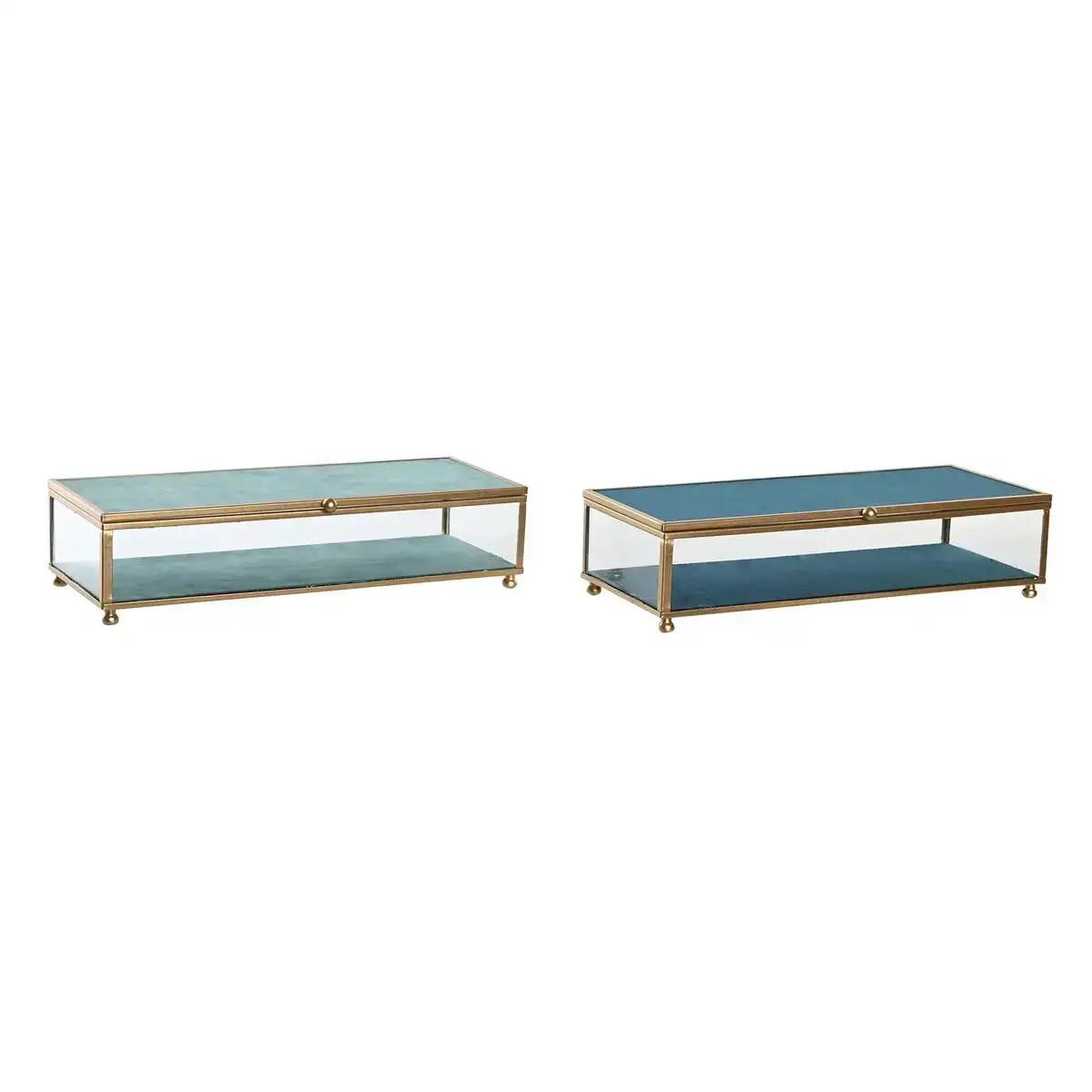 Boite a bijoux dkd home decor verre metal turquoise bleu ciel 25 x 10 x 5 cm 2 unites _2984. DIAYTAR COTE D'IVOIRE - Votre Destination pour un Shopping Réfléchi. Découvrez notre gamme variée et choisissez des produits qui correspondent à vos valeurs et à votre style de vie.