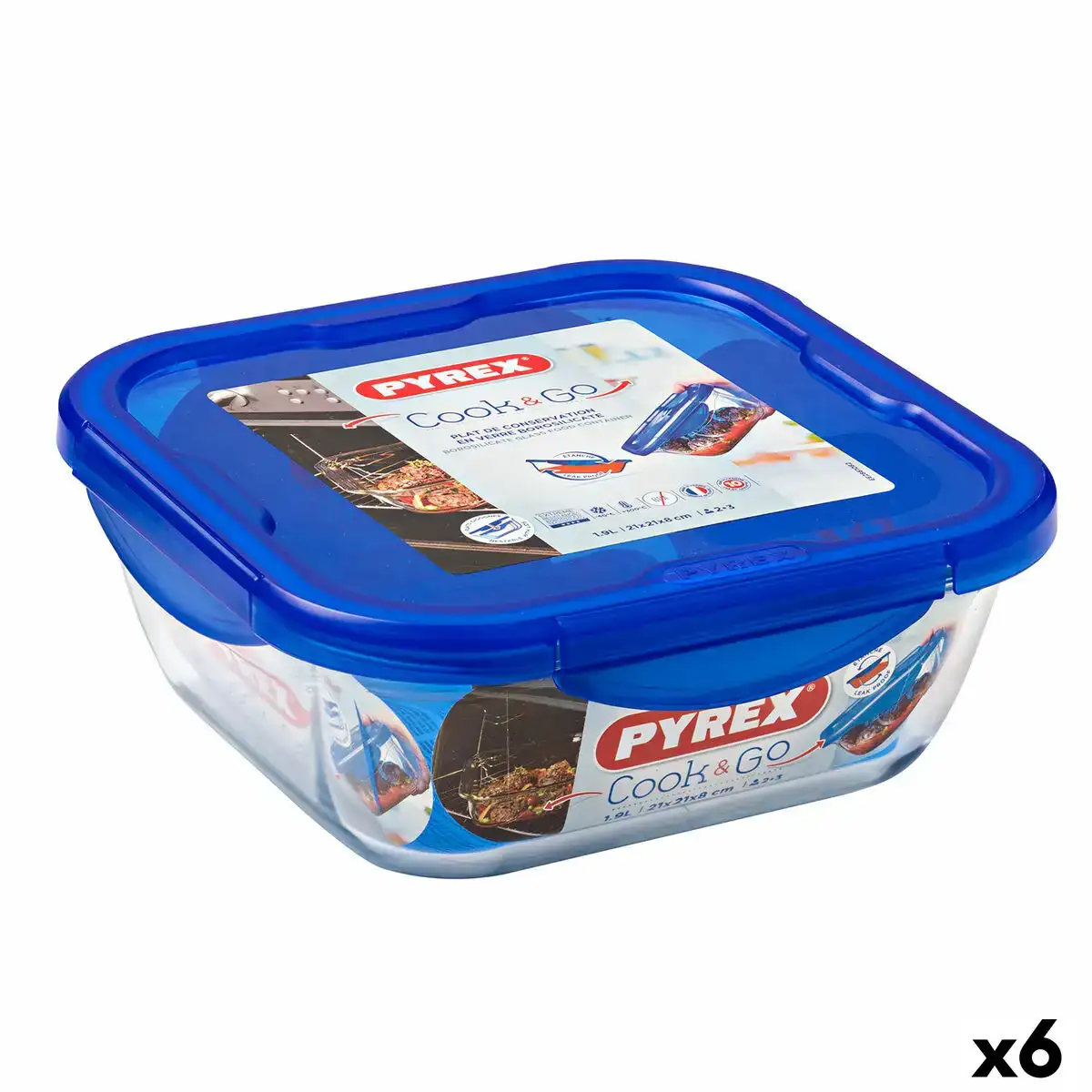 Boite a lunch hermetique pyrex cook go 21 x 21 x 9 cm bleu 1 9 l verre 6 unites _8849. Bienvenue chez DIAYTAR COTE D'IVOIRE - Où Chaque Objet a sa Propre Histoire. Découvrez notre sélection soigneusement choisie et choisissez des produits qui racontent le patrimoine sénégalais.