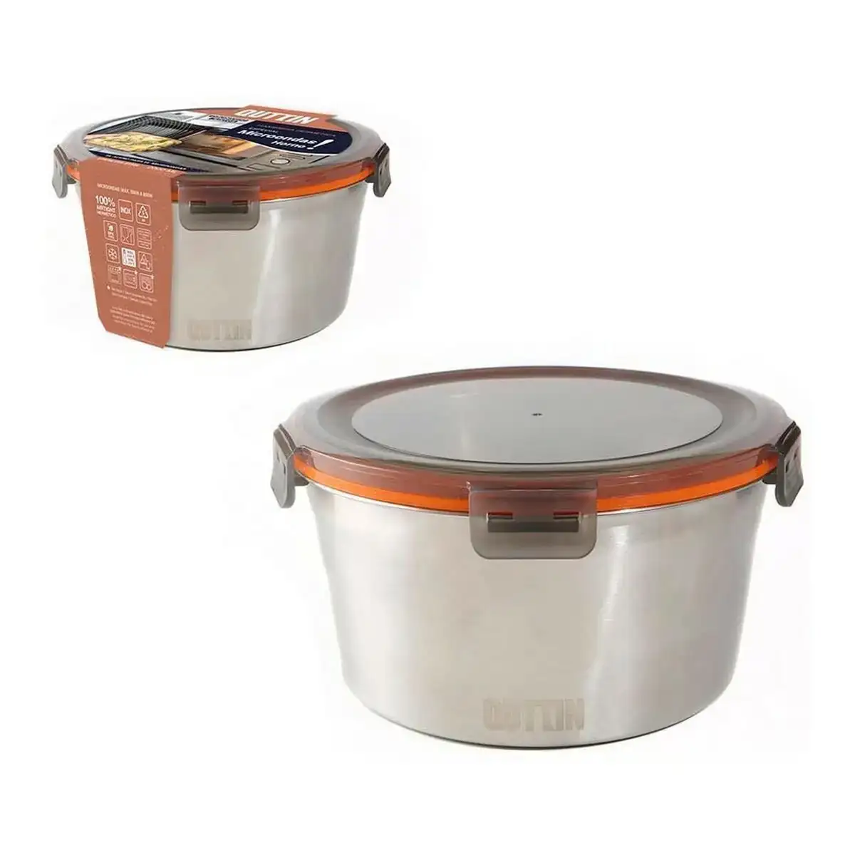 Boite a lunch hermetique quttin ronde acier 2 l 19 5 x 10 5 cm_3224. DIAYTAR COTE D'IVOIRE - Où Chaque Produit est une Promesse de Qualité. Explorez notre boutique en ligne et choisissez des produits qui répondent à vos exigences élevées.
