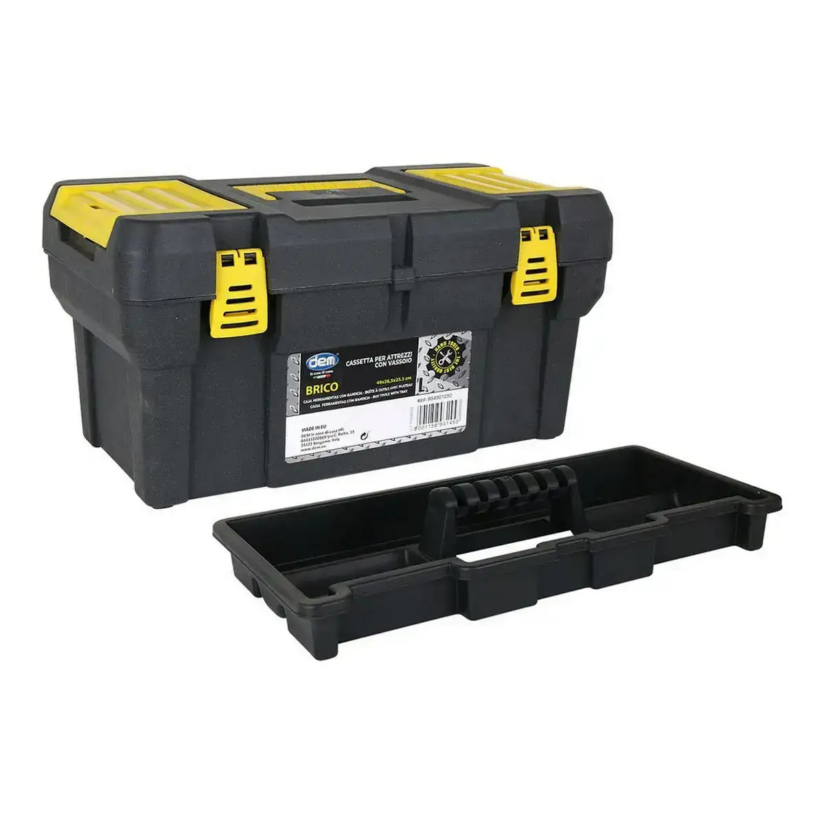 Boite a outils dem brico jaune noir 49 x 26 5 x 25 5 cm_2943. DIAYTAR COTE D'IVOIRE - Là où Chaque Produit Est une Trouvaille. Explorez notre sélection minutieuse et découvrez des articles qui correspondent à votre style de vie et à vos aspirations.