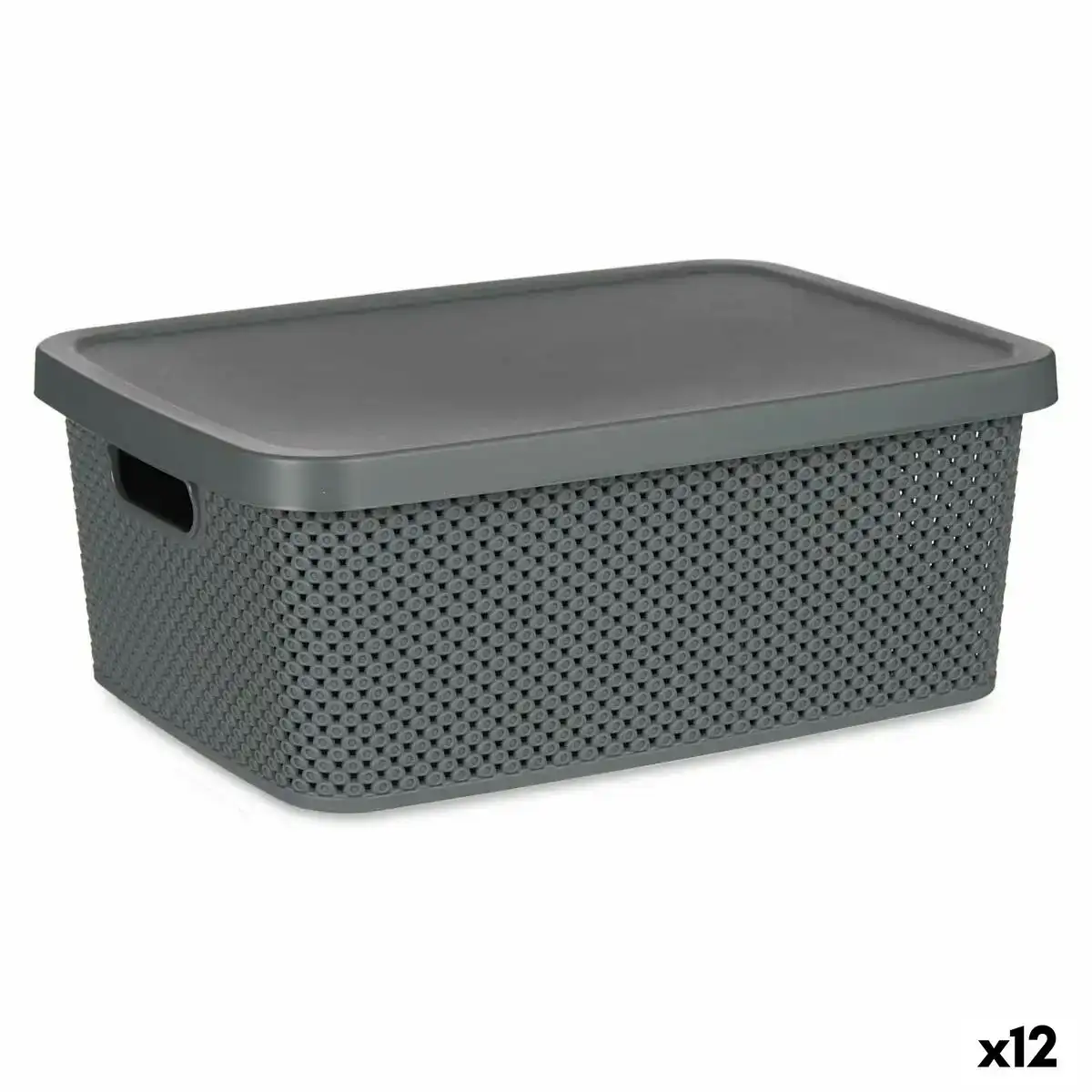 Boite de rangement avec couvercle anthracite plastique 13 l 28 x 15 5 x 39 cm 12 unites _7472. DIAYTAR COTE D'IVOIRE - Où Choisir est un Acte d'Amour pour le Côte d'Ivoire. Explorez notre boutique en ligne et choisissez des articles qui célèbrent la culture et l'artisanat du pays.