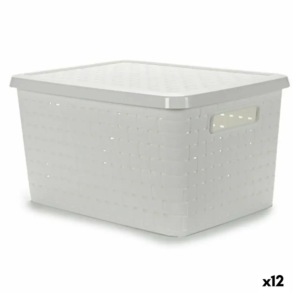 Boite de rangement avec couvercle blanc plastique 40 l 35 x 25 x 46 cm 12 unites _8899. DIAYTAR COTE D'IVOIRE - Où Chaque Produit est une Histoire à Raconter. Découvrez notre sélection de produits qui vous permettent de créer votre propre récit à travers vos achats.
