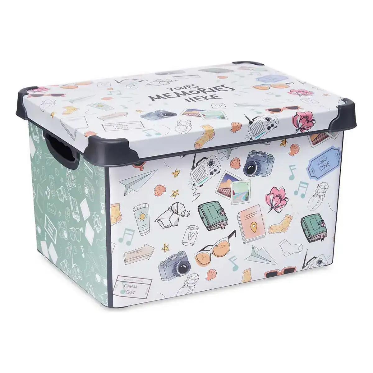 Boite de rangement avec couvercle memories 29 x 23 5 x 39 cm blanc vert plastique_1937. DIAYTAR COTE D'IVOIRE - L'Art du Shopping Distinctif. Naviguez à travers notre gamme soigneusement sélectionnée et choisissez des produits qui définissent votre mode de vie.
