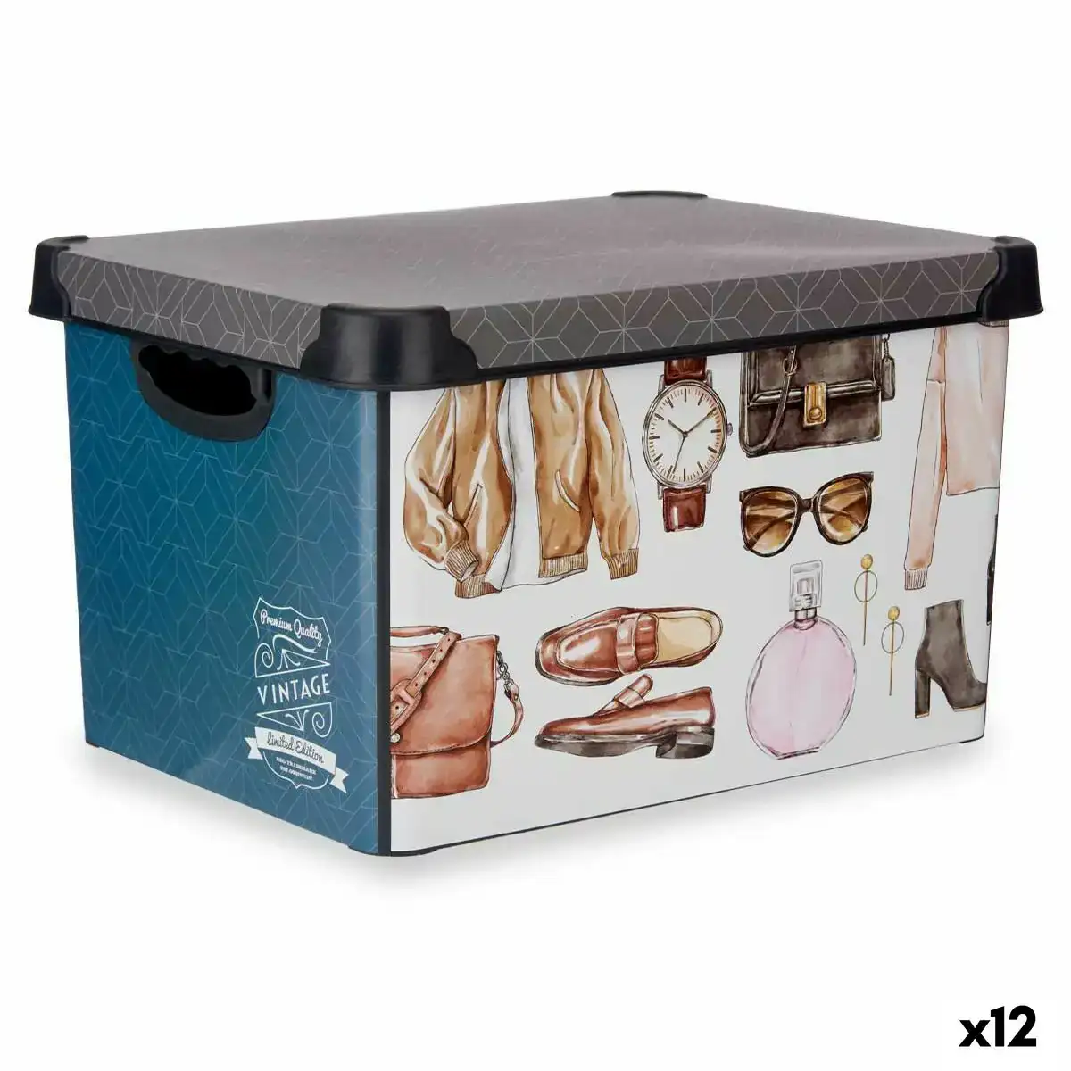 Boite de rangement vintage avec des poignees plastique vintage 22 l 30 x 23 5 x 40 cm 12 unites _8035. DIAYTAR COTE D'IVOIRE - Là où Chaque Achat Contribue à un Rêve. Naviguez à travers notre boutique en ligne et soutenez des artisans talentueux tout en acquérant des trésors.